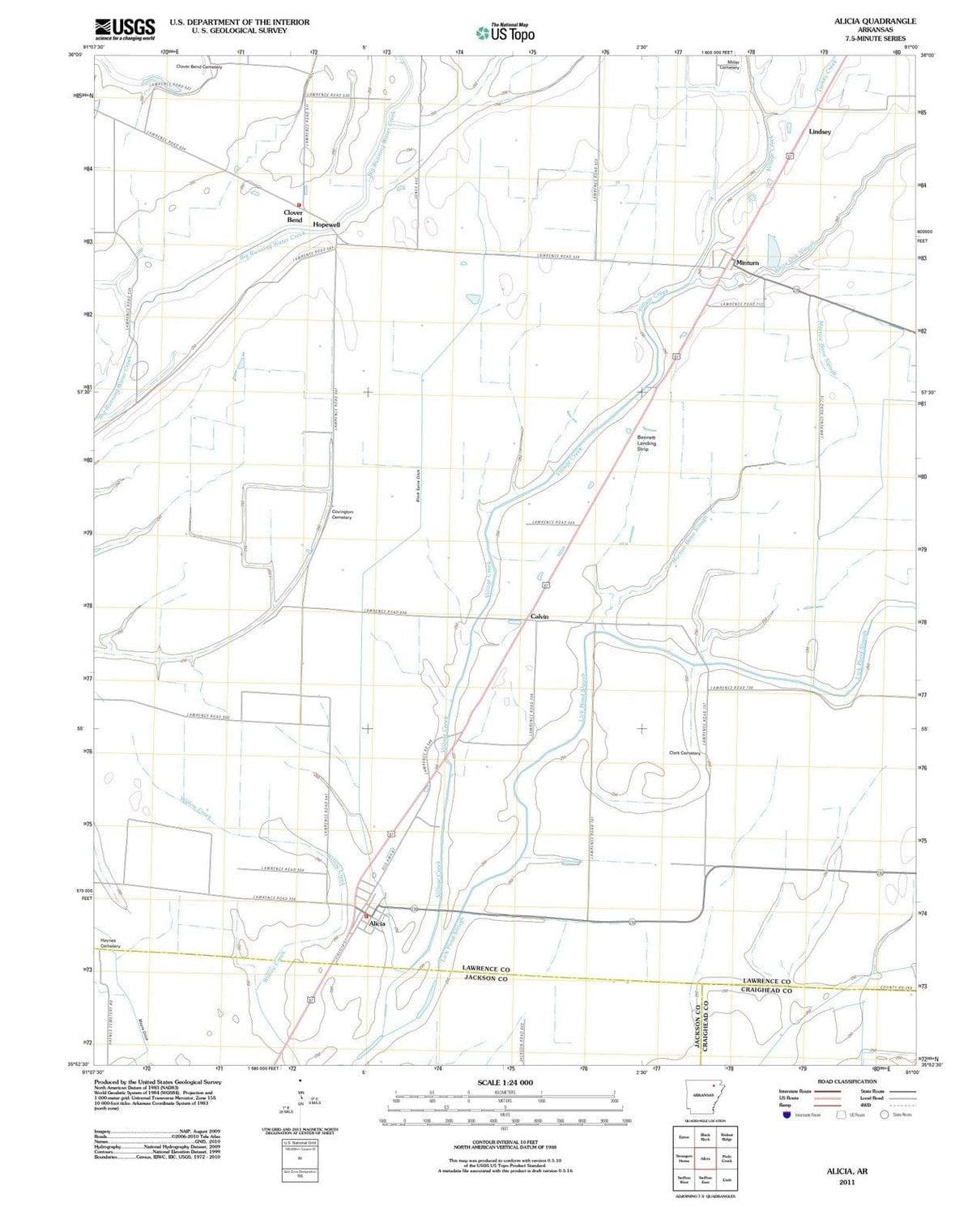 2011 Alicia, AR - Arkansas - USGS Topographic Map
