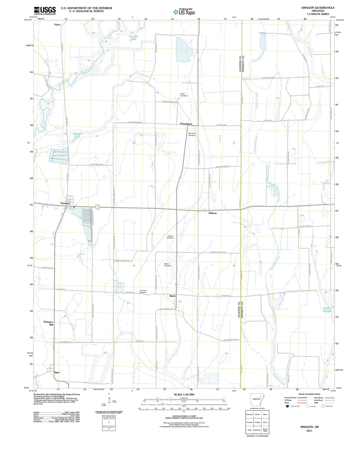 2011 Amagon, AR - Arkansas - USGS Topographic Map