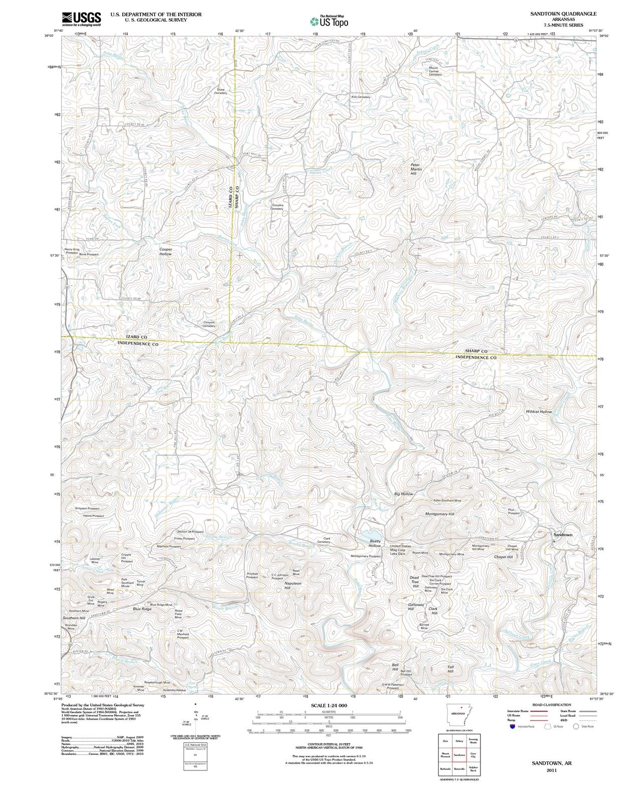 2011 Sandtown, AR - Arkansas - USGS Topographic Map
