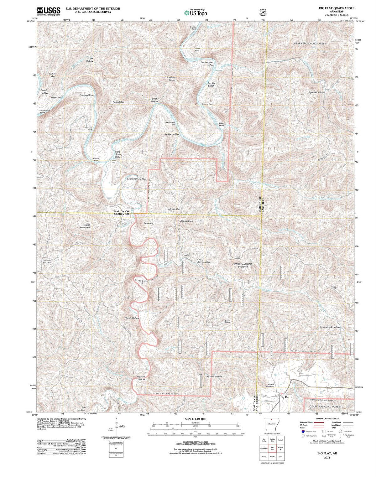 2011 Big Flat, AR - Arkansas - USGS Topographic Map