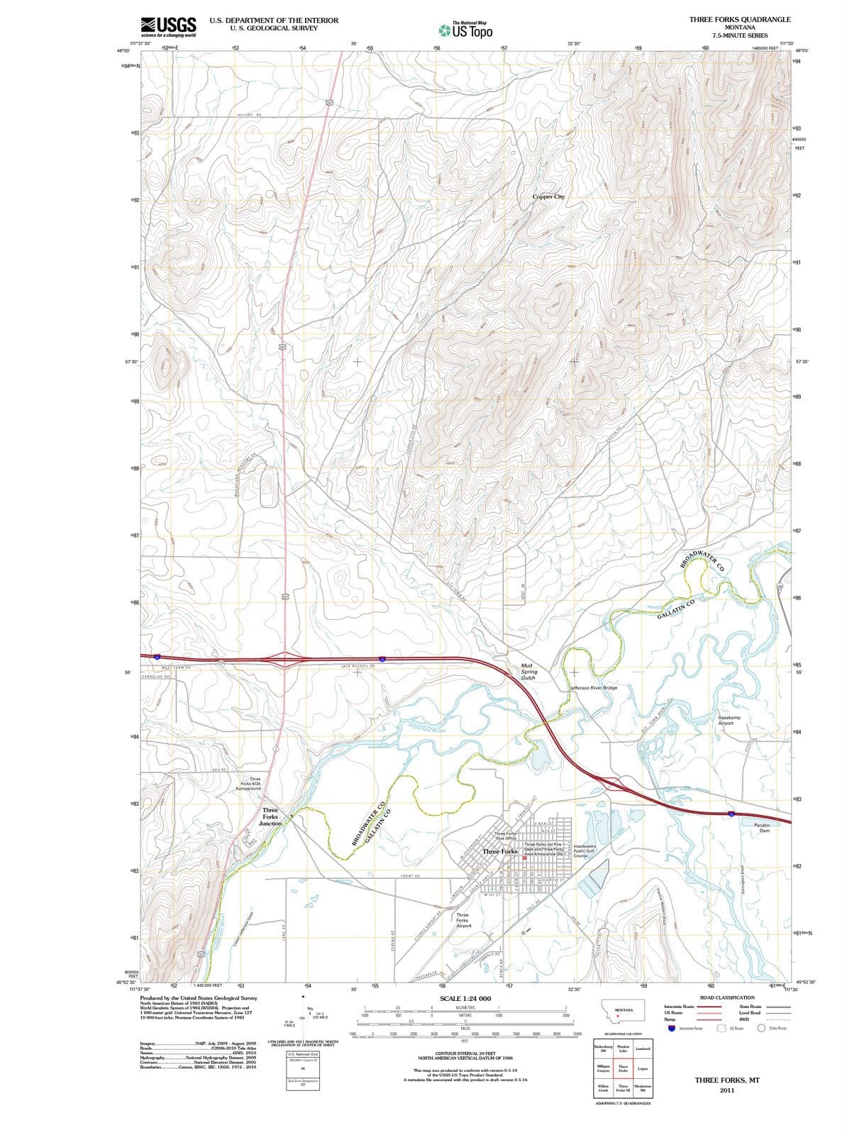 2011 Three Forks, MT - Montana - USGS Topographic Map