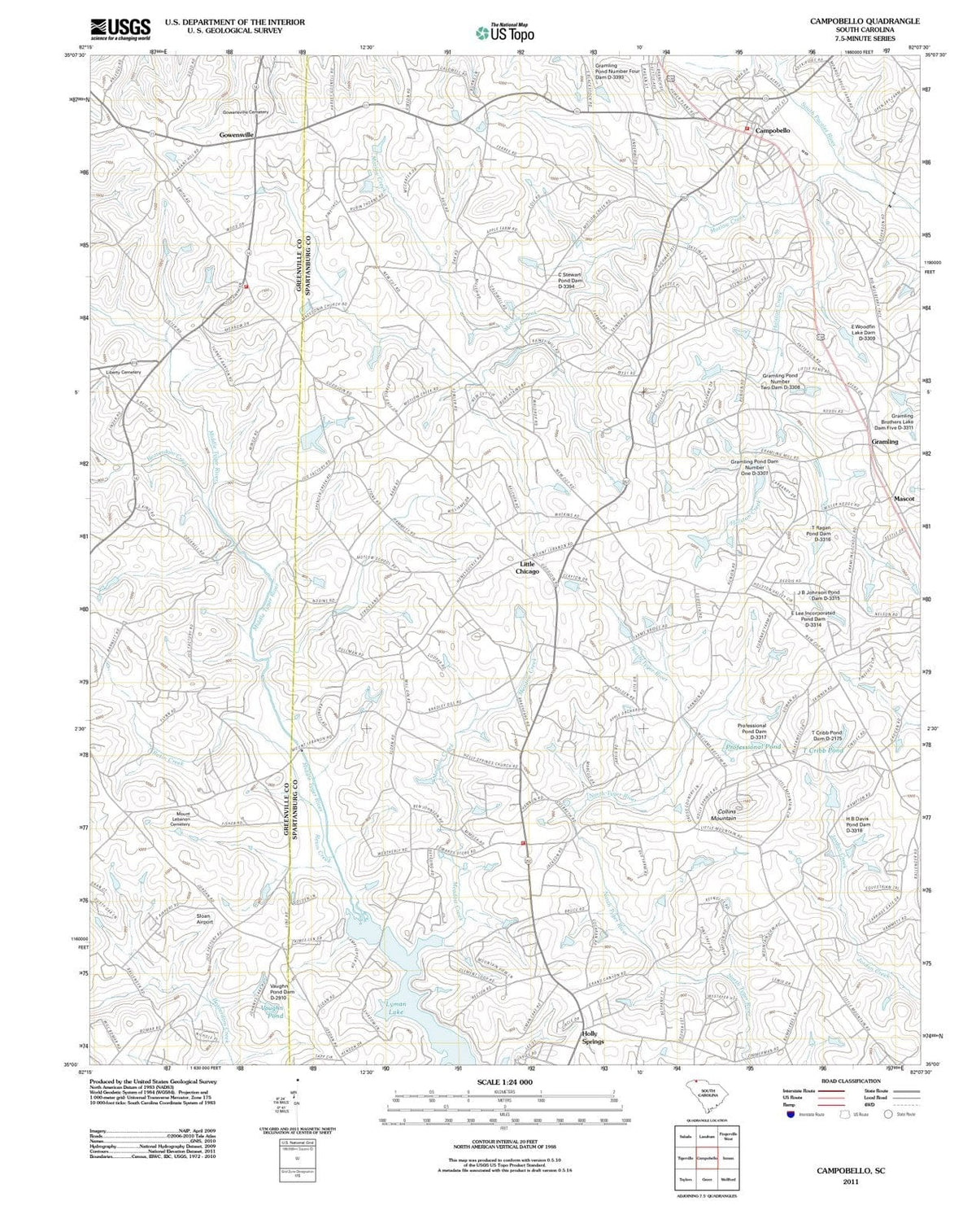 2011 Campobello, SC - South Carolina - USGS Topographic Map