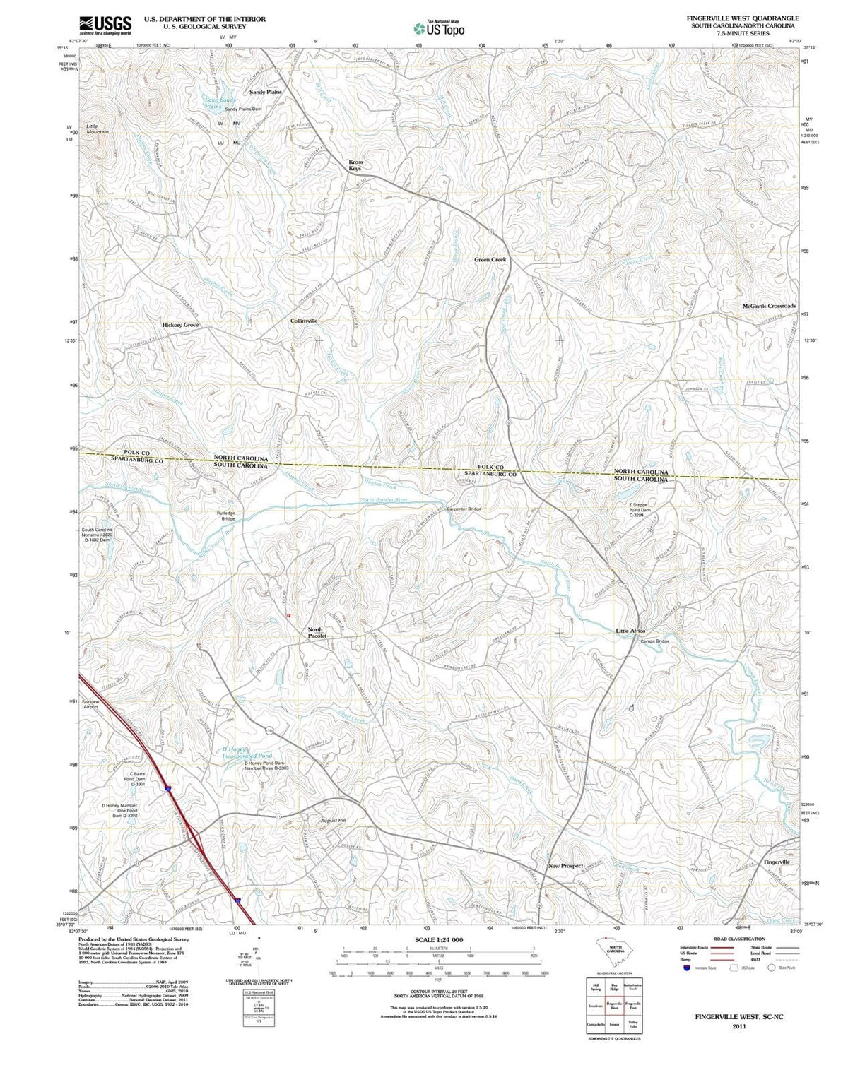 2011 Fingerville West, SC - South Carolina - USGS Topographic Map