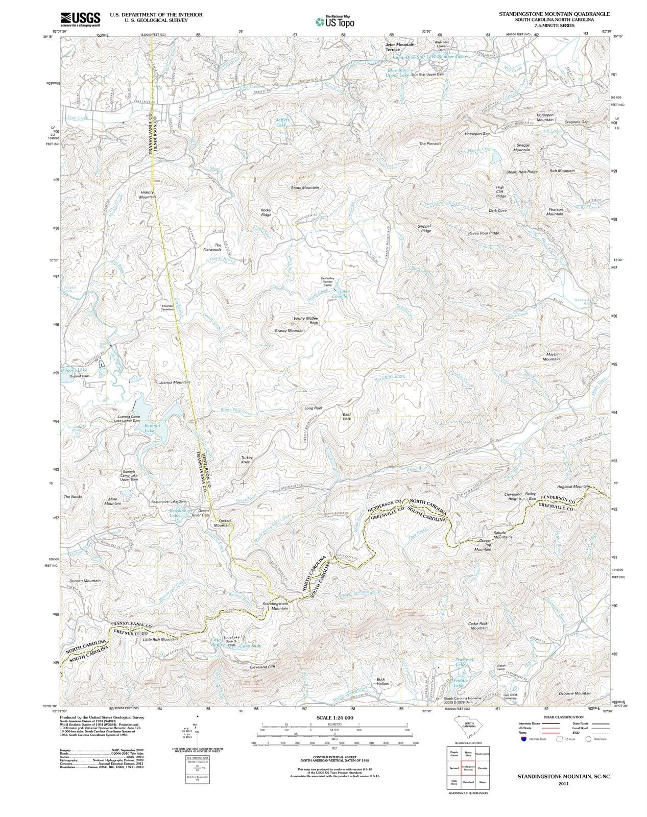 2011 Standingstone Mountain, SC - South Carolina - USGS Topographic Map