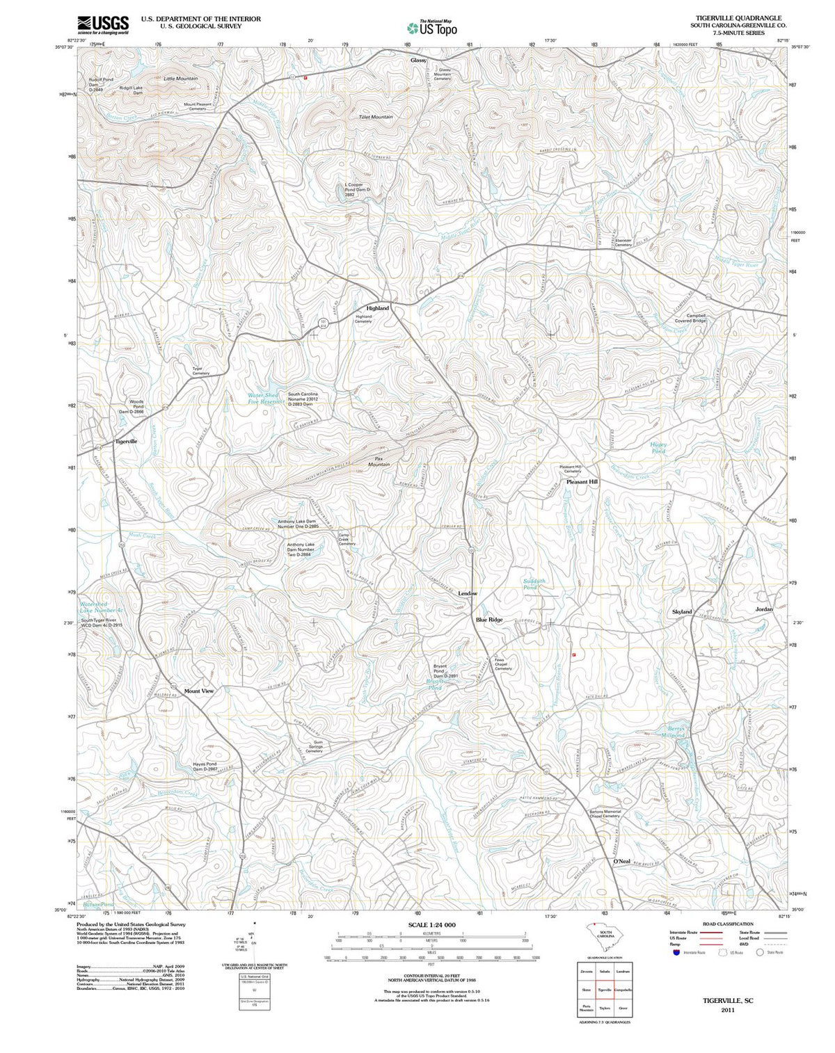 2011 Tigerville, SC - South Carolina - USGS Topographic Map
