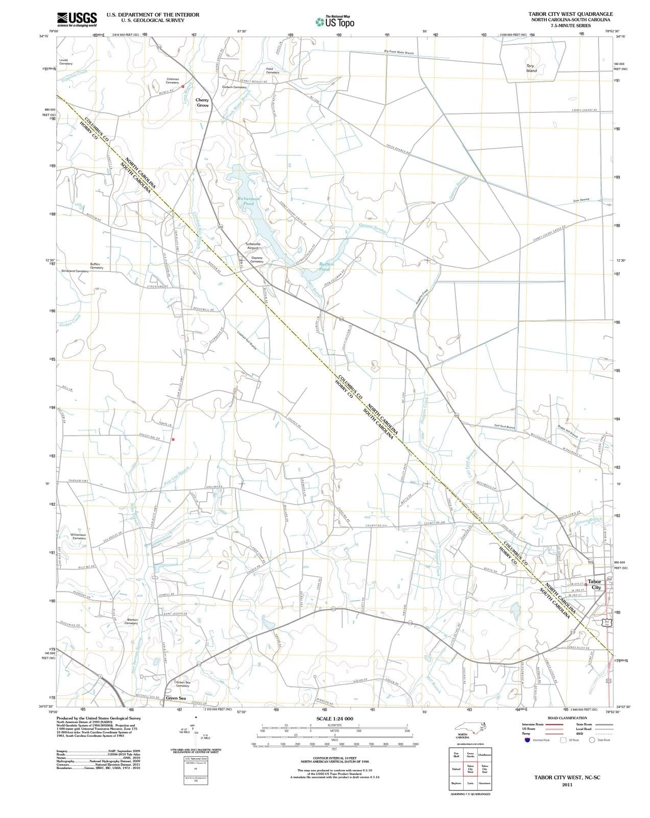 2011 Tabor City West, NC - North Carolina - USGS Topographic Map