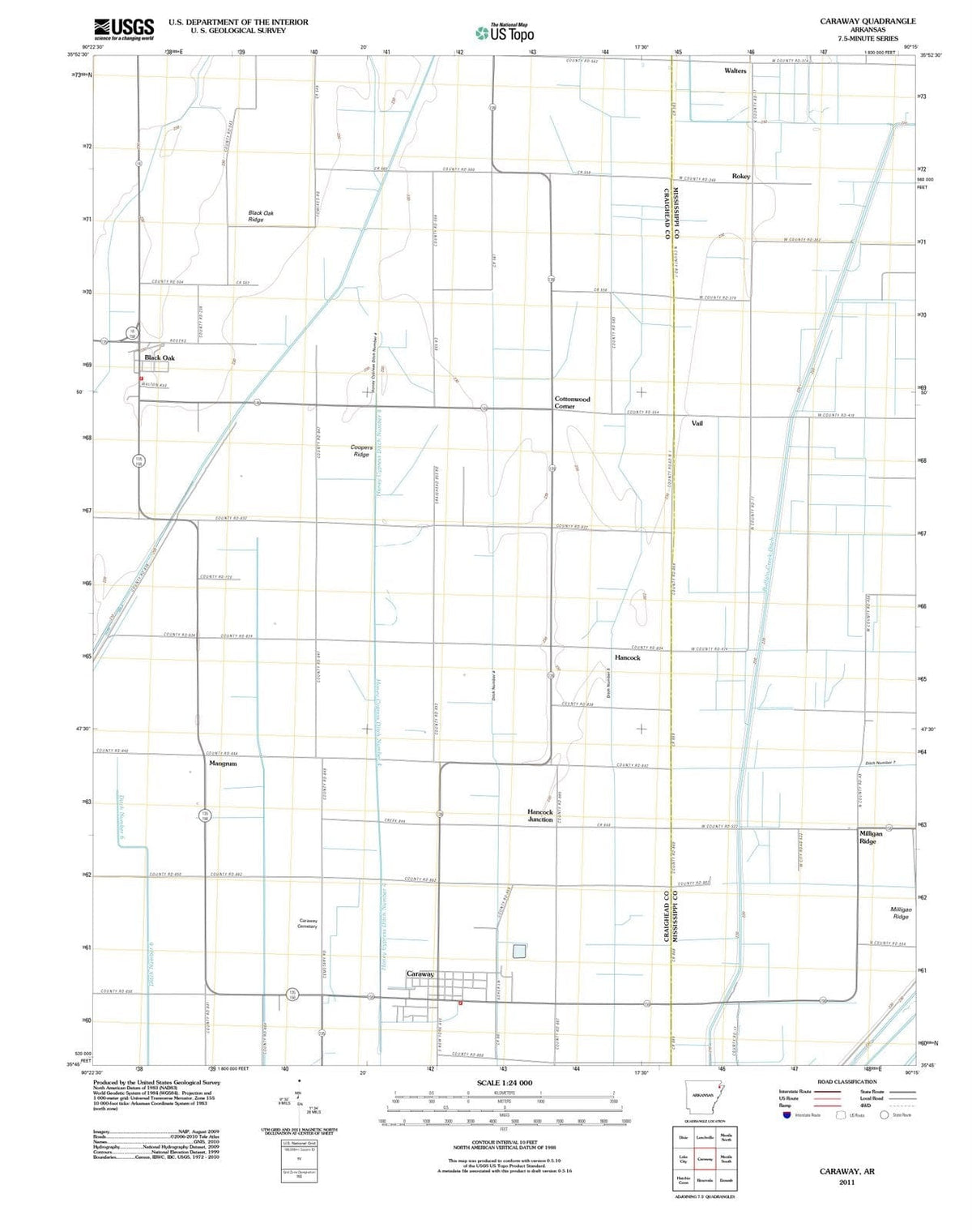 2011 Caraway, AR - Arkansas - USGS Topographic Map