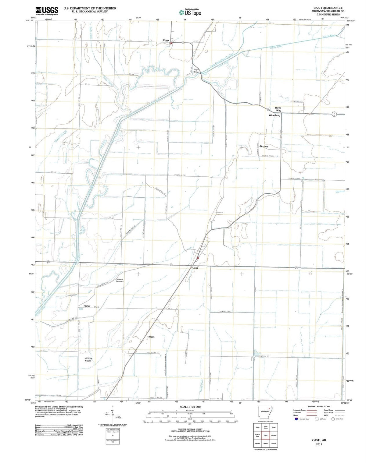 2011 Cash, AR - Arkansas - USGS Topographic Map