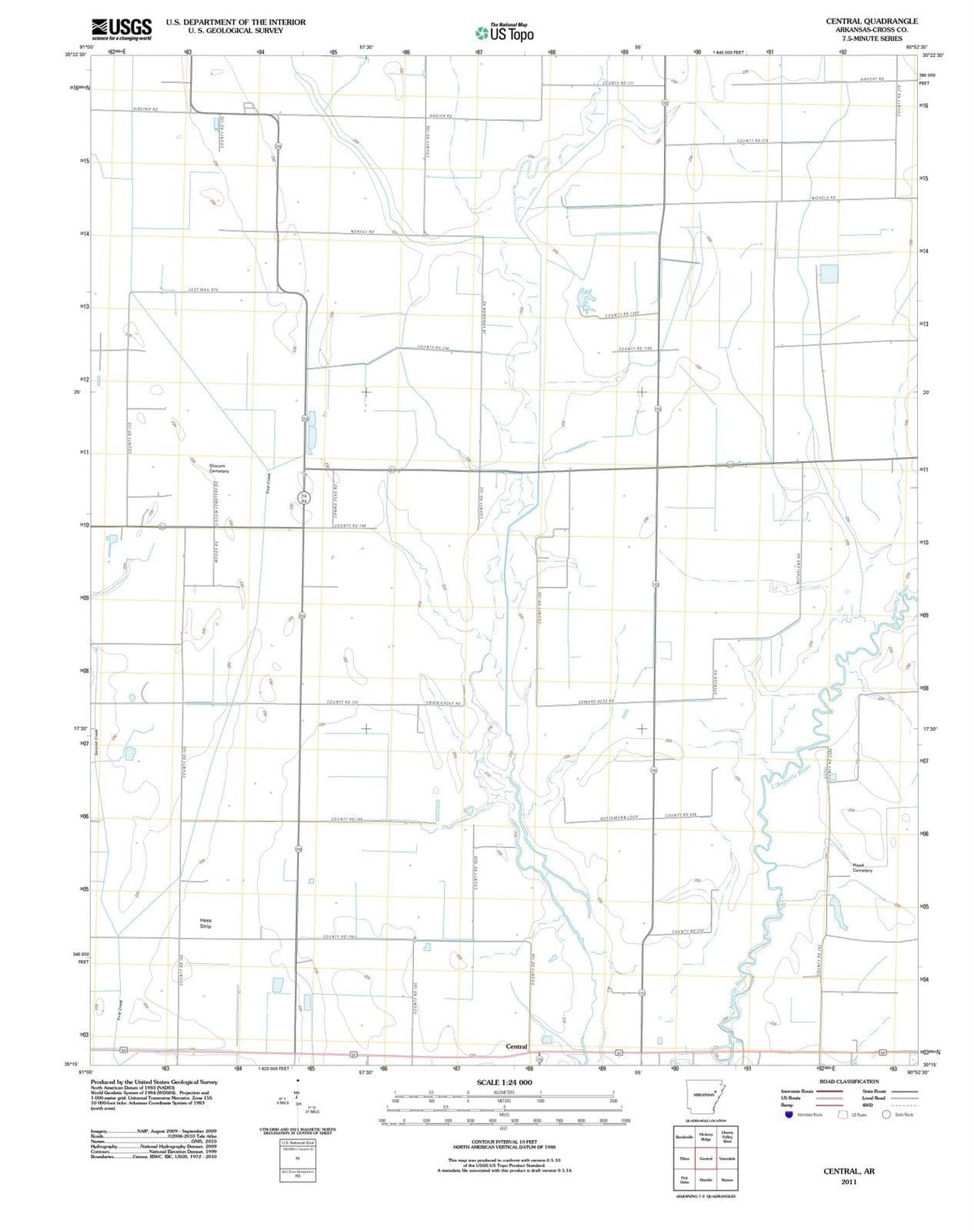 2011 Central, AR - Arkansas - USGS Topographic Map
