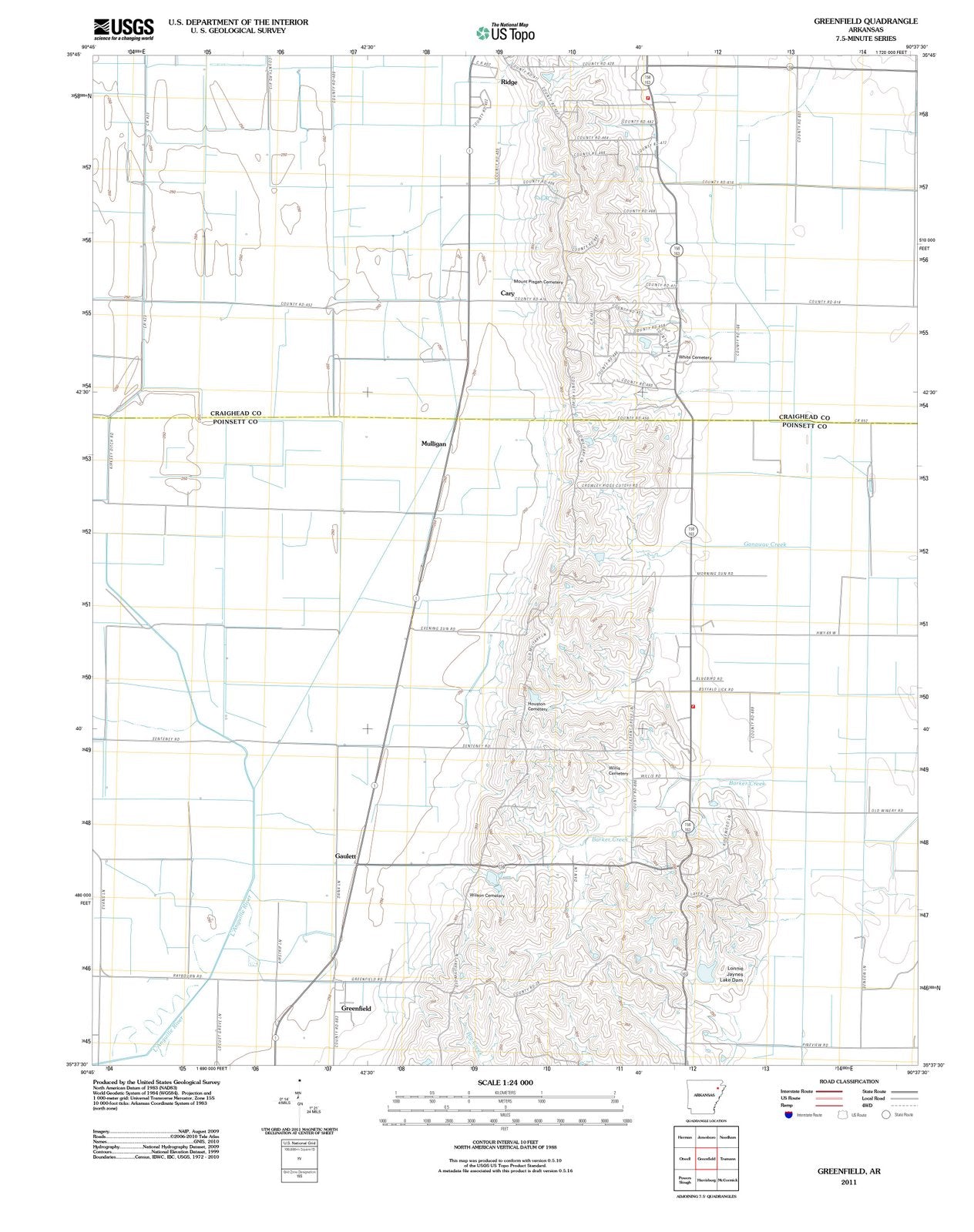 2011 Greenfield, AR - Arkansas - USGS Topographic Map