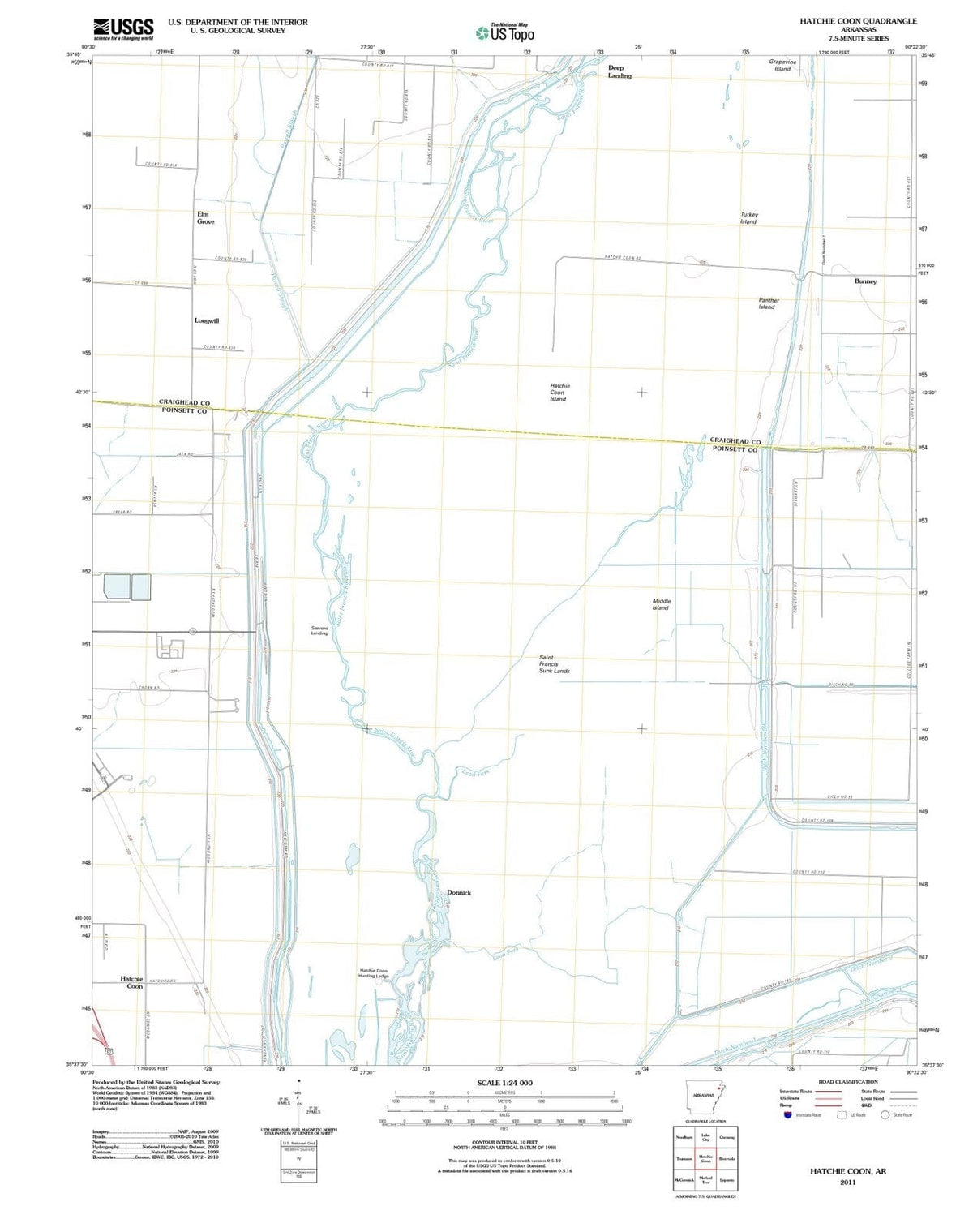 2011 Hatchie Coon, AR - Arkansas - USGS Topographic Map