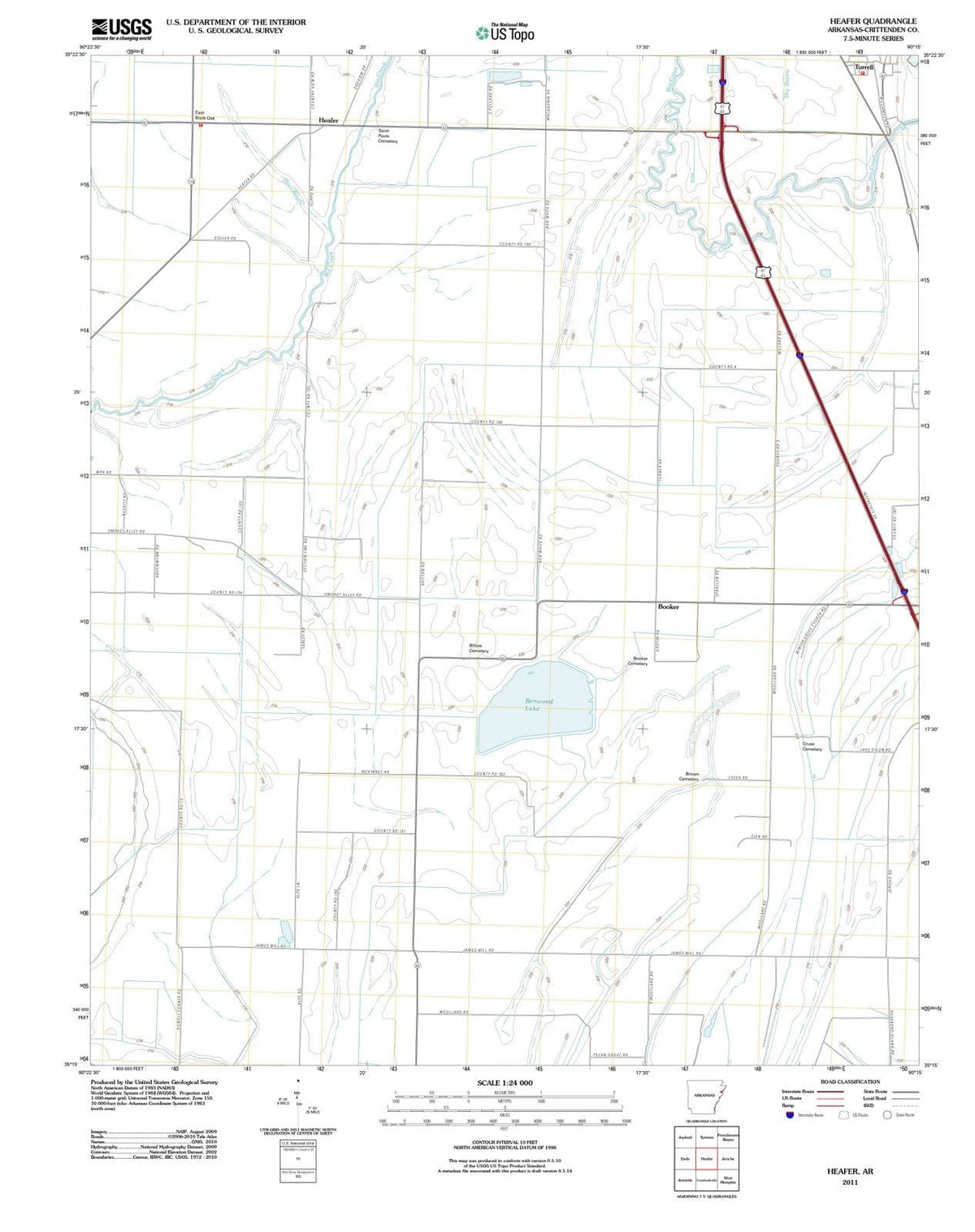 2011 Heafer, AR - Arkansas - USGS Topographic Map