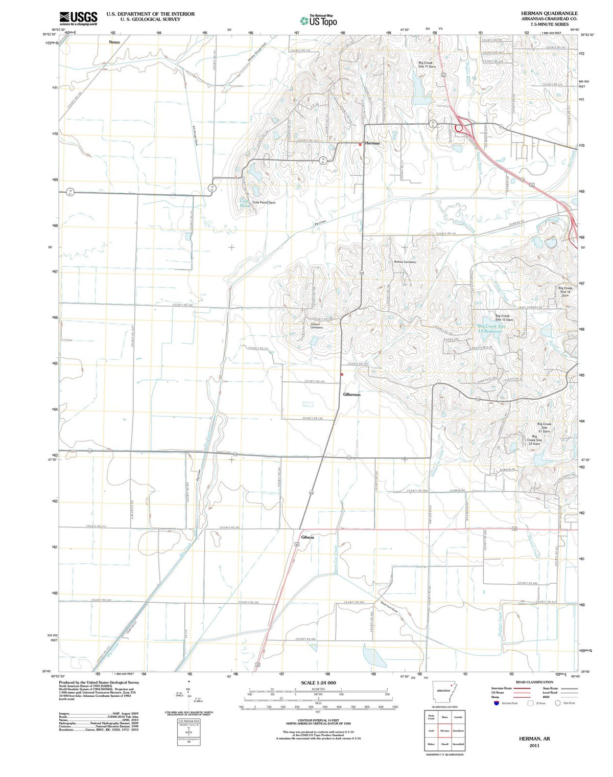 2011 Herman, AR - Arkansas - USGS Topographic Map