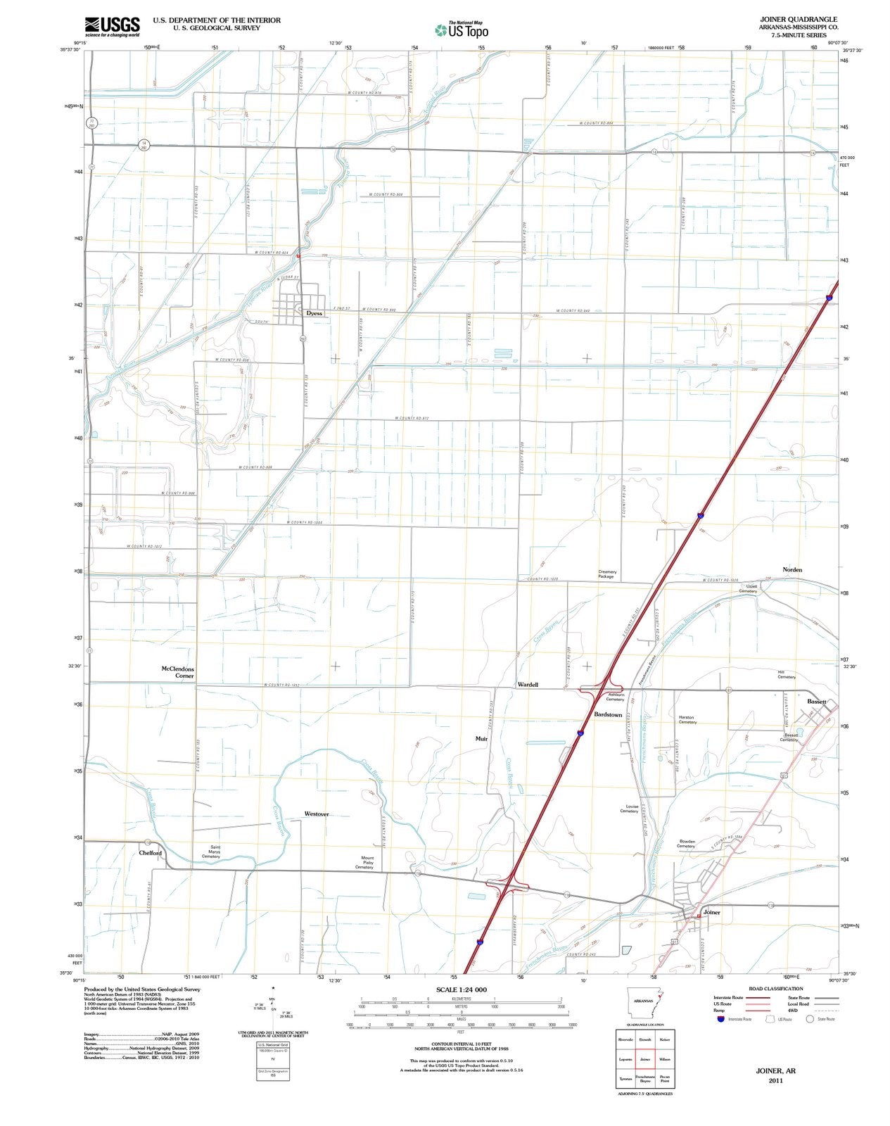 2011 Joiner, AR - Arkansas - USGS Topographic Map