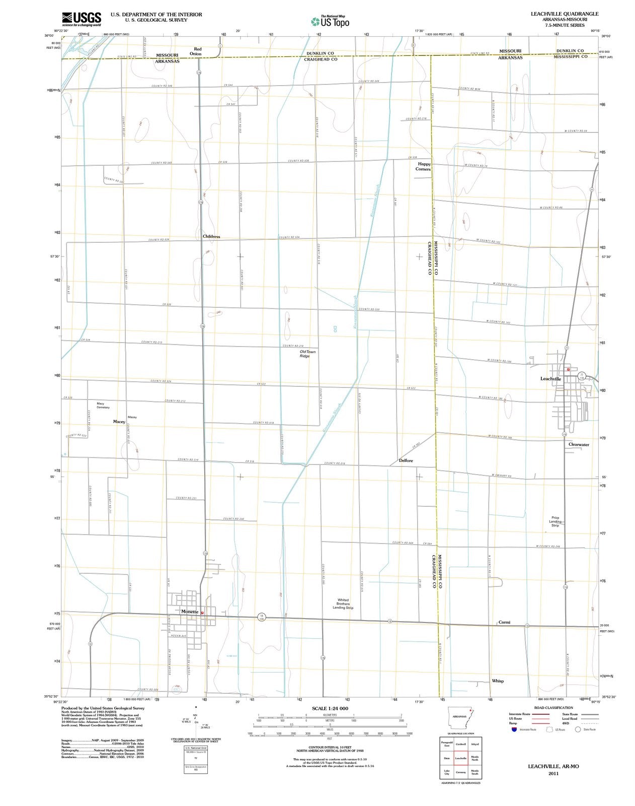 2011 Leachville, AR - Arkansas - USGS Topographic Map