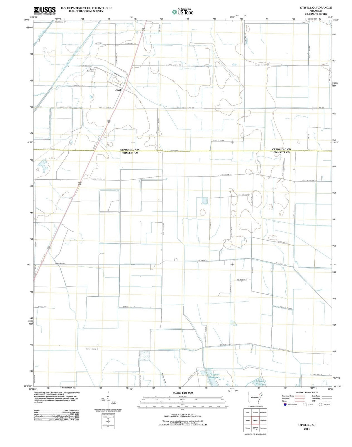 2011 Otwell, AR - Arkansas - USGS Topographic Map