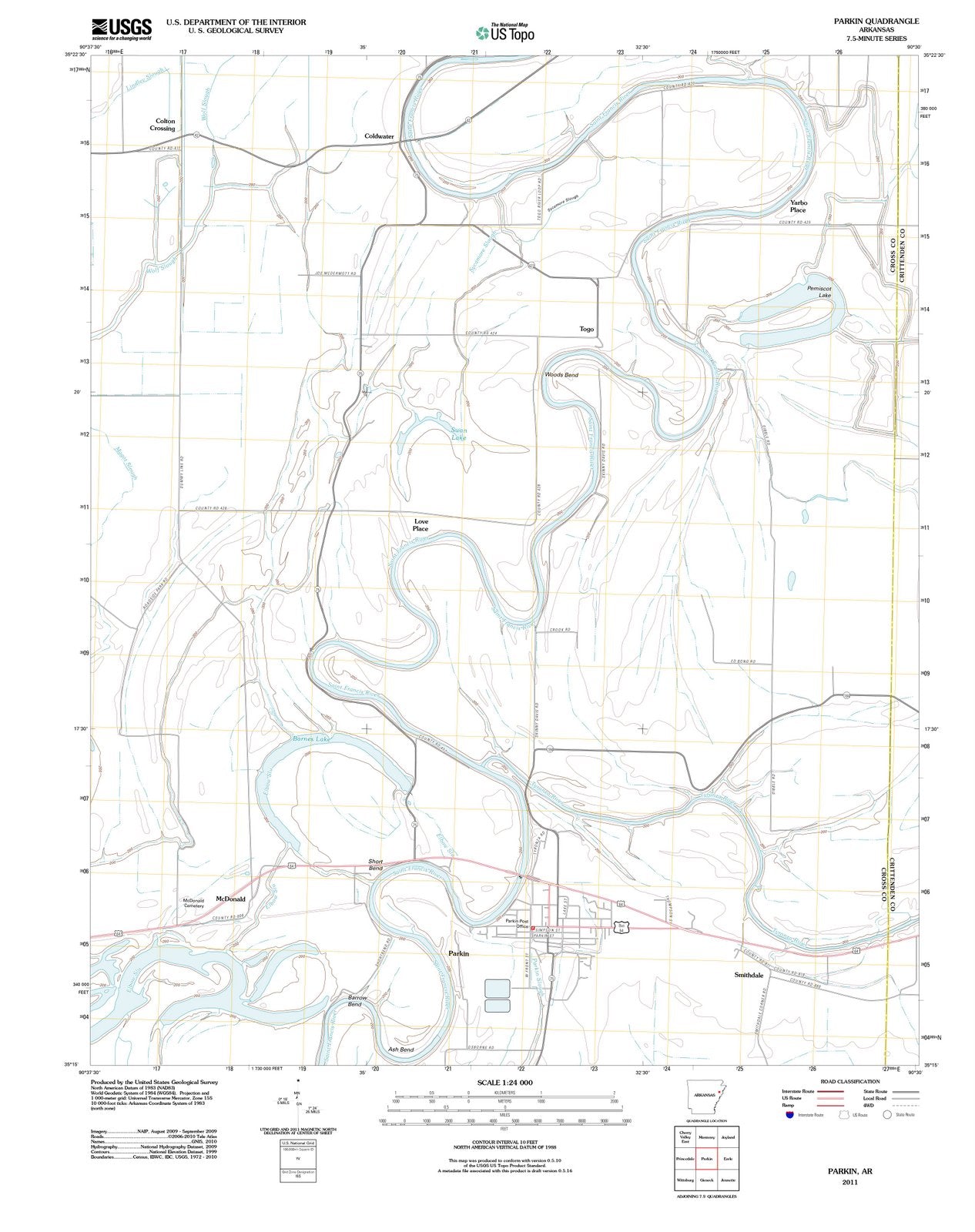 2011 Parkin, AR - Arkansas - USGS Topographic Map