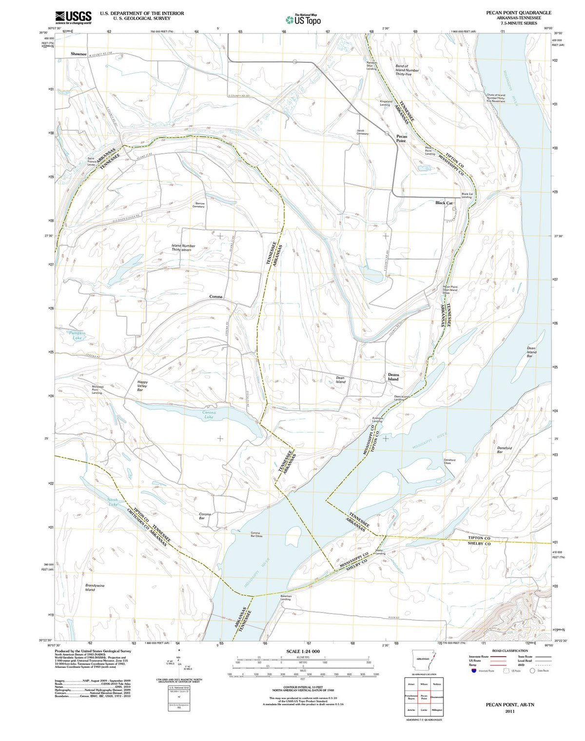 2011 Pecan Point, AR - Arkansas - USGS Topographic Map