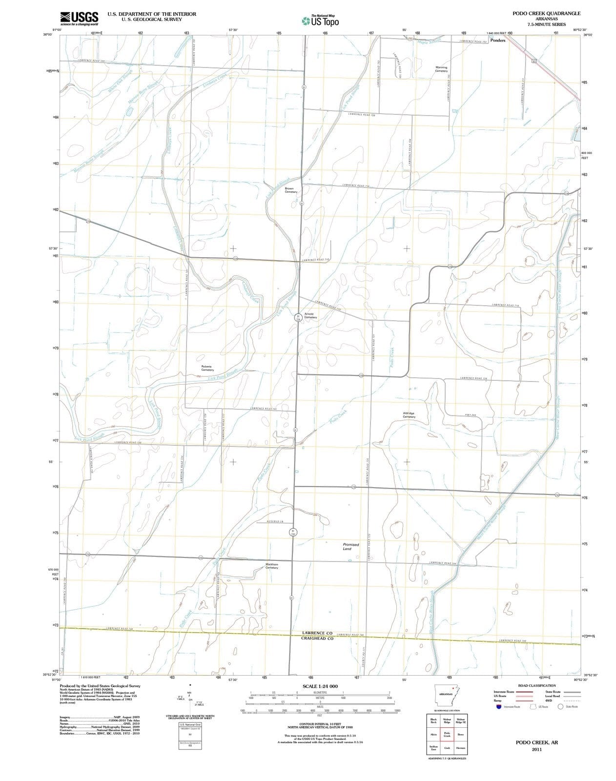 2011 Podo Creek, AR - Arkansas - USGS Topographic Map