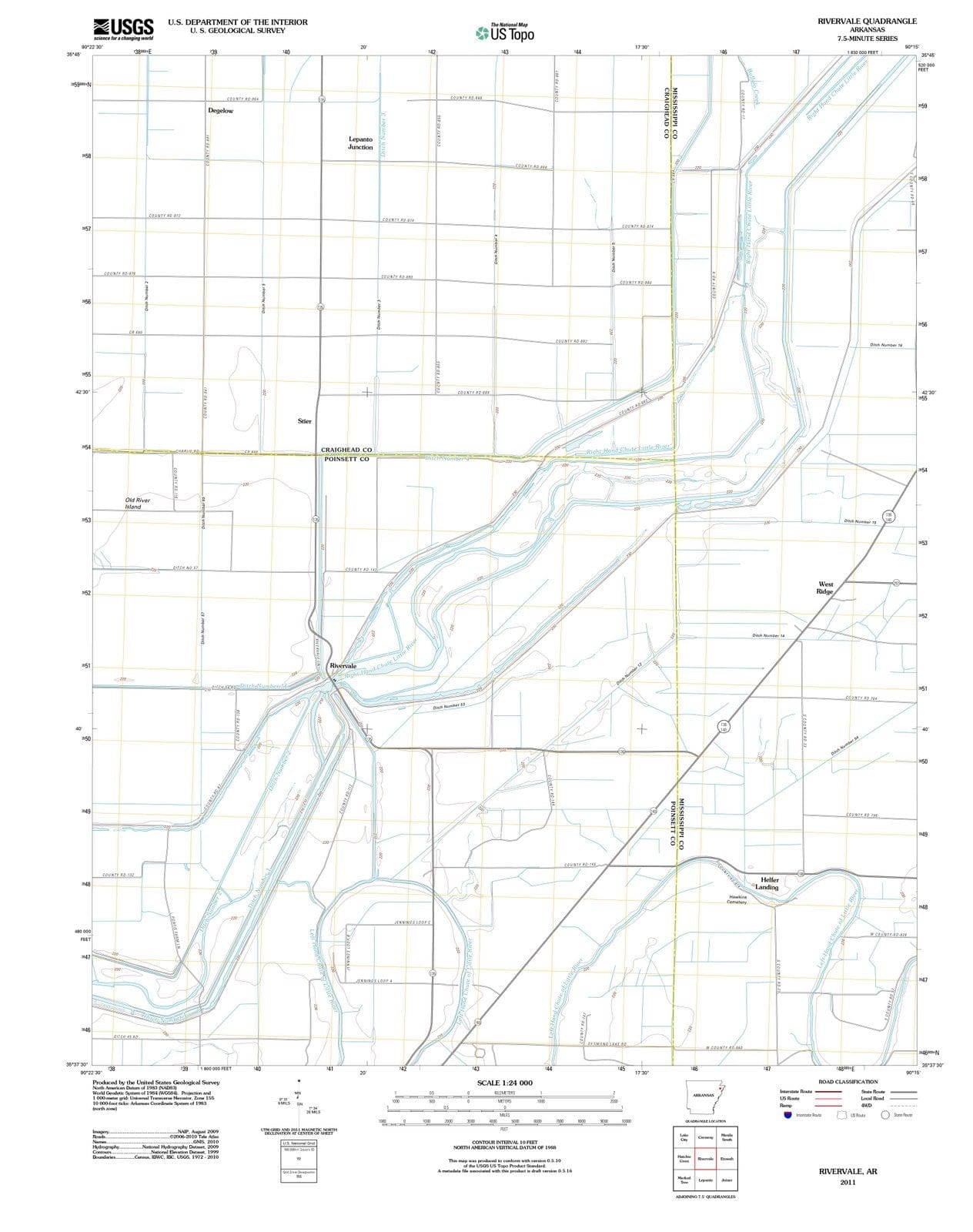 2011 Rivervale, AR - Arkansas - USGS Topographic Map
