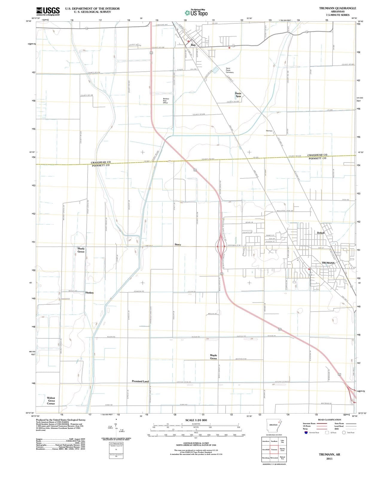 2011 Trumann, AR - Arkansas - USGS Topographic Map