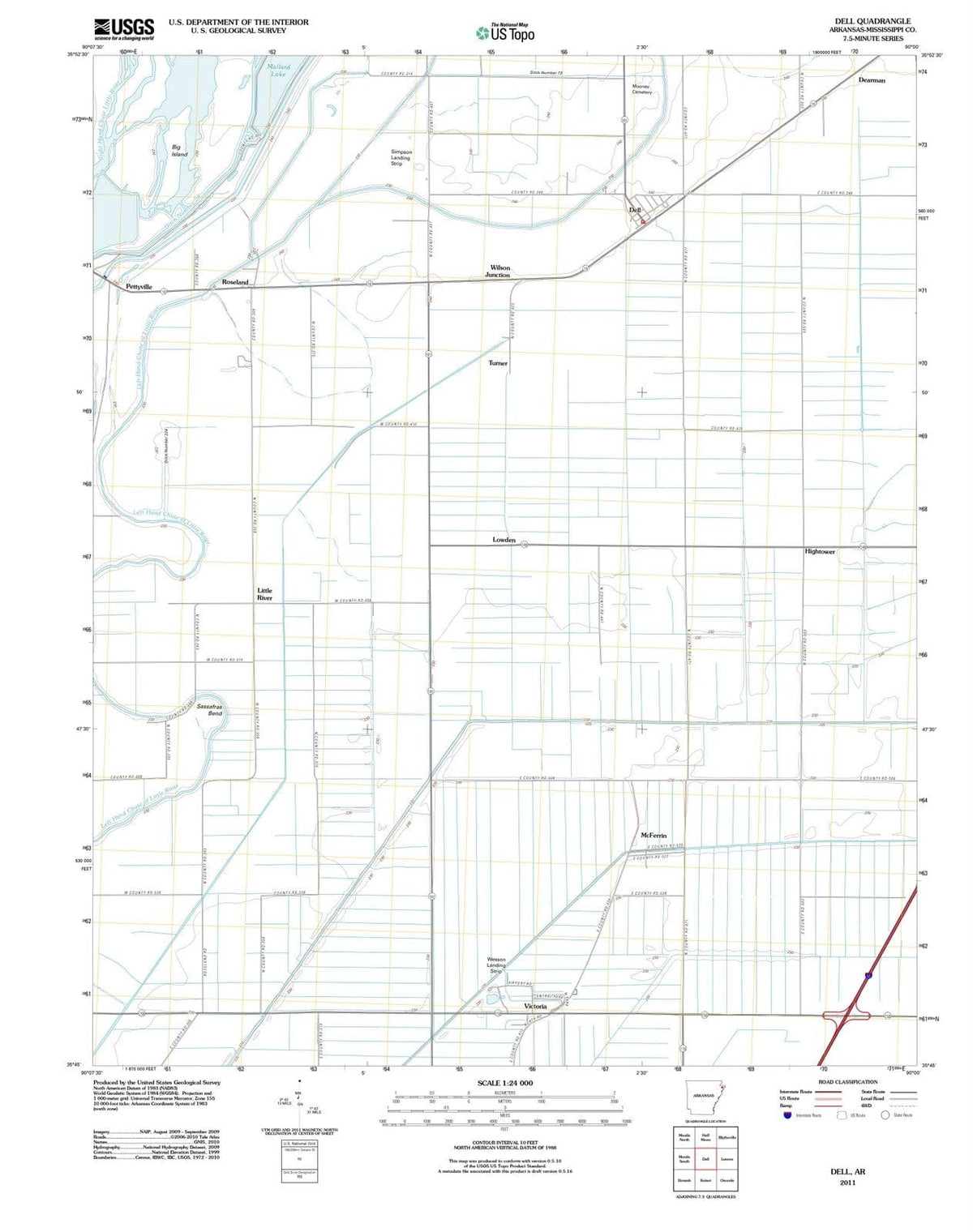2011 Dell, AR - Arkansas - USGS Topographic Map
