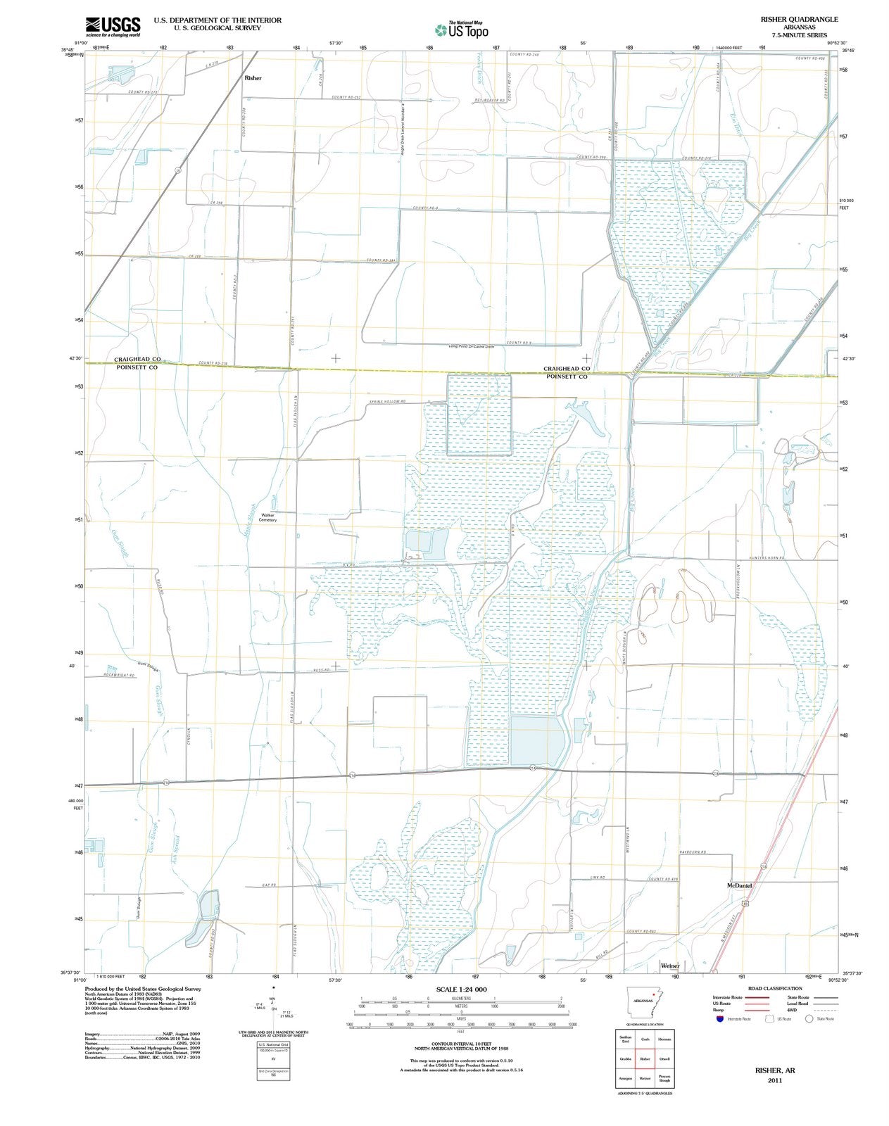 2011 Risher, AR - Arkansas - USGS Topographic Map