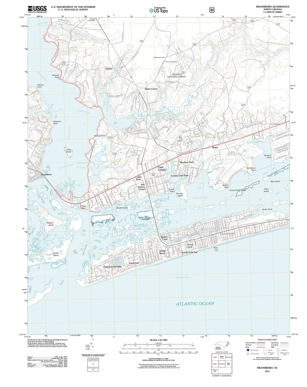2011 Swansboro, NC - North Carolina - USGS Topographic Map