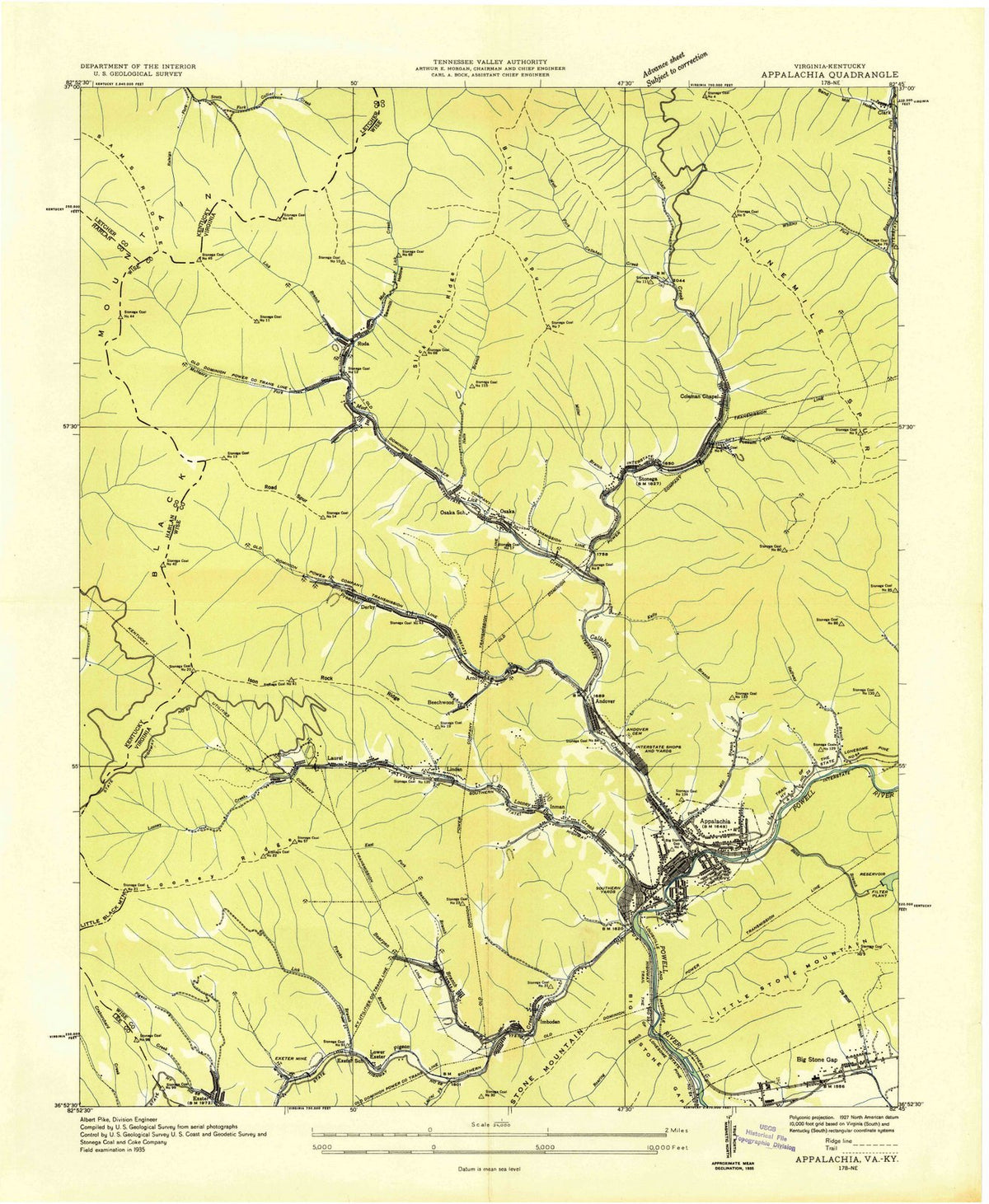 1935 Appalachia, VA - Virginia - USGS Topographic Map