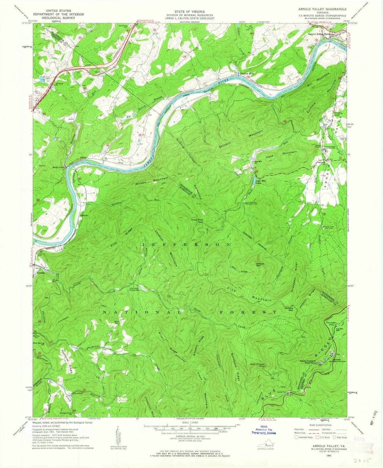 1961 Arnold Valley, VA - Virginia - USGS Topographic Map