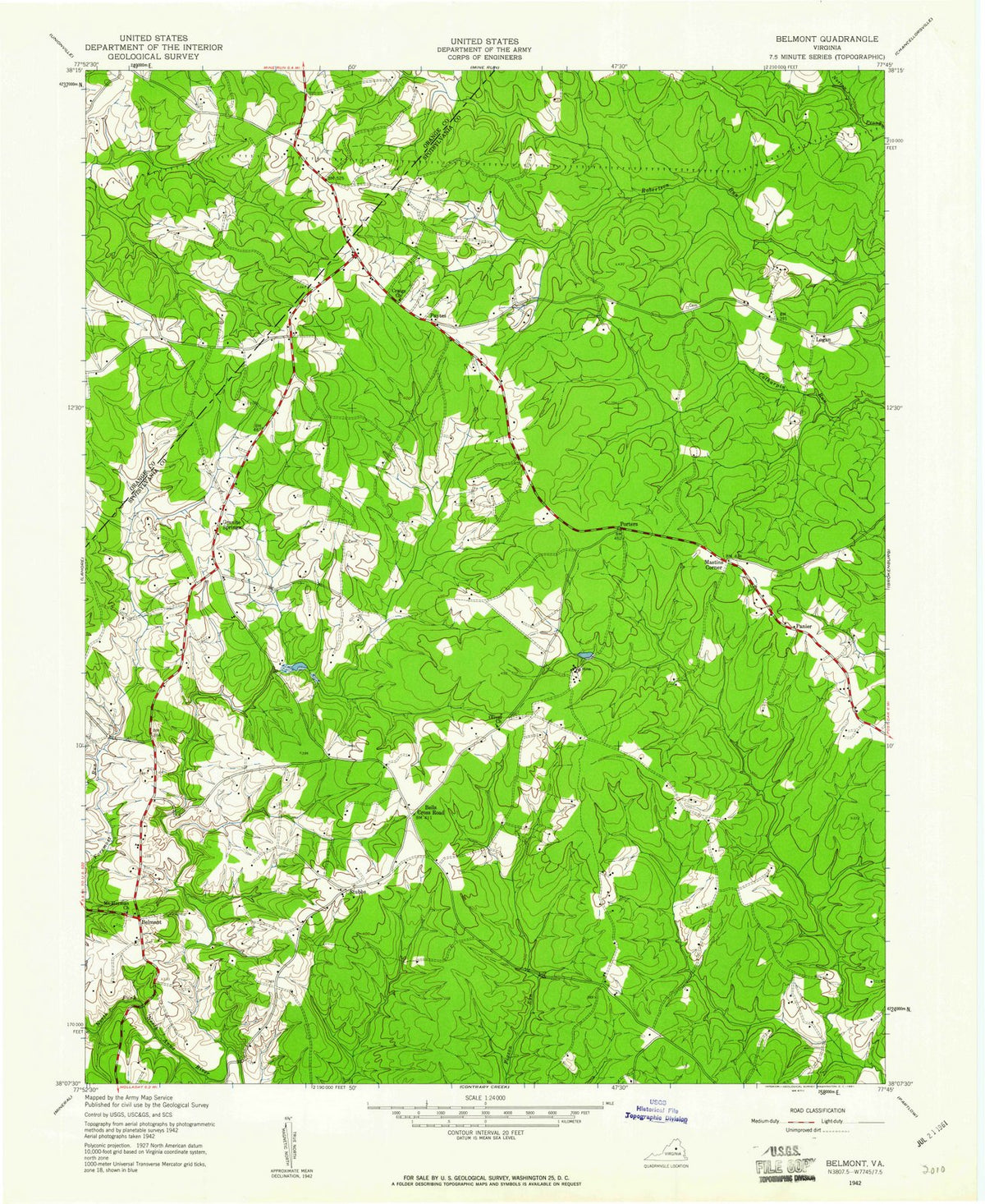 1942 Belmont, VA - Virginia - USGS Topographic Map