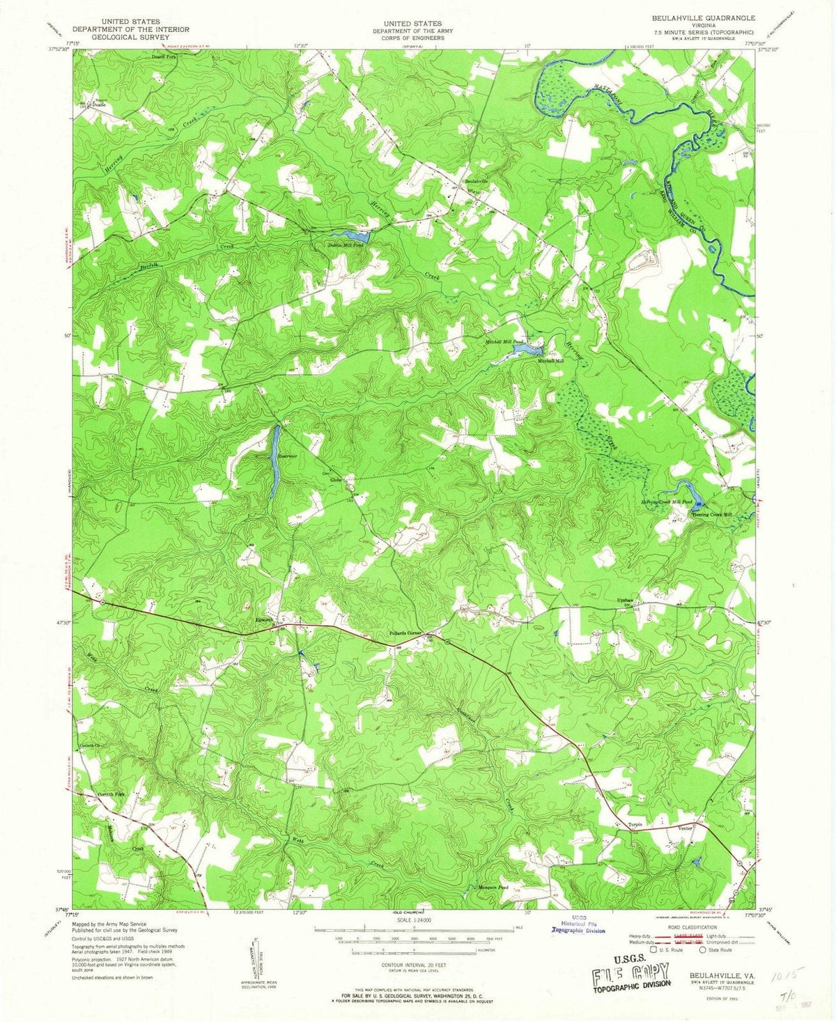 1951 Beulahville, VA - Virginia - USGS Topographic Map