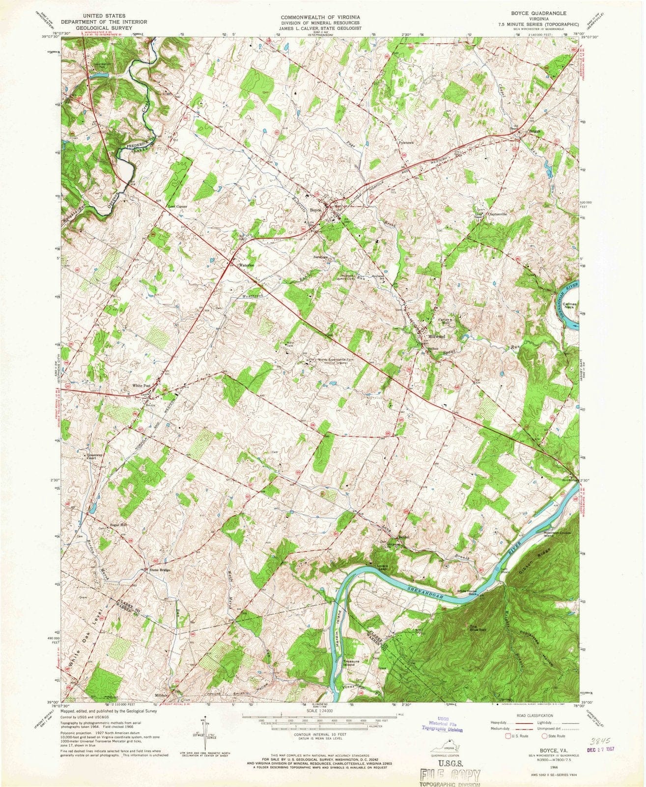 1966 Boyce, VA - Virginia - USGS Topographic Map