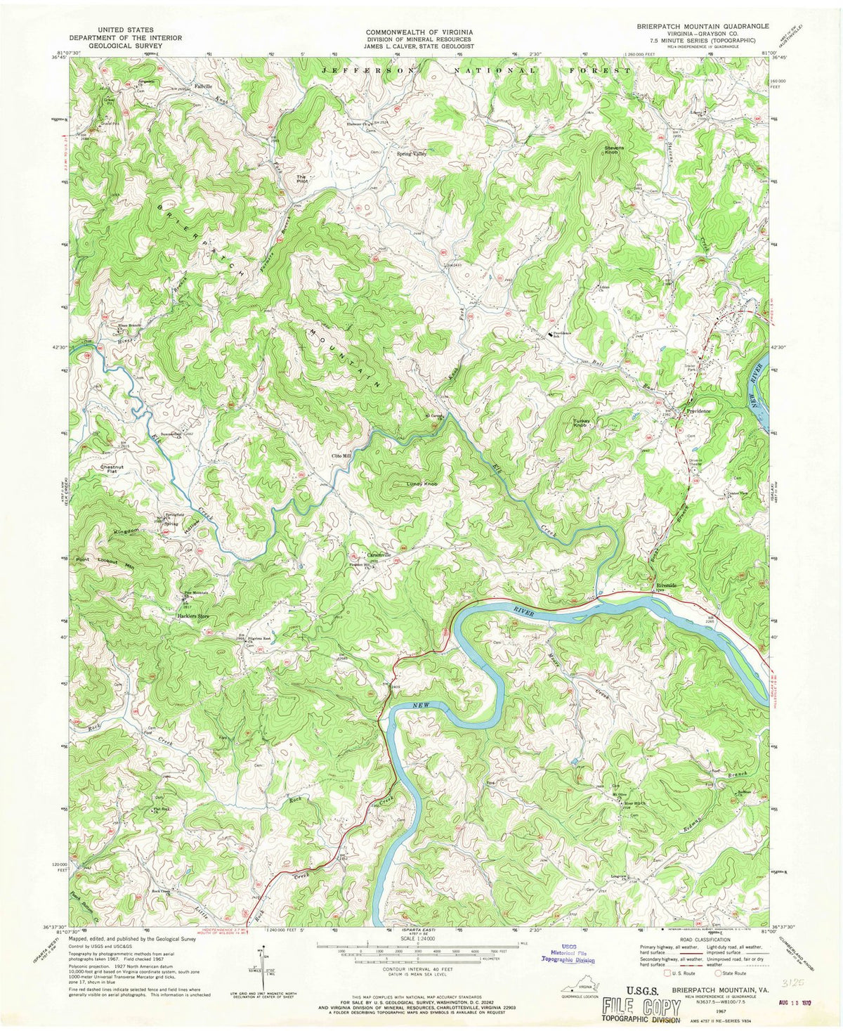 1967 Brierpatch Mountain, VA - Virginia - USGS Topographic Map
