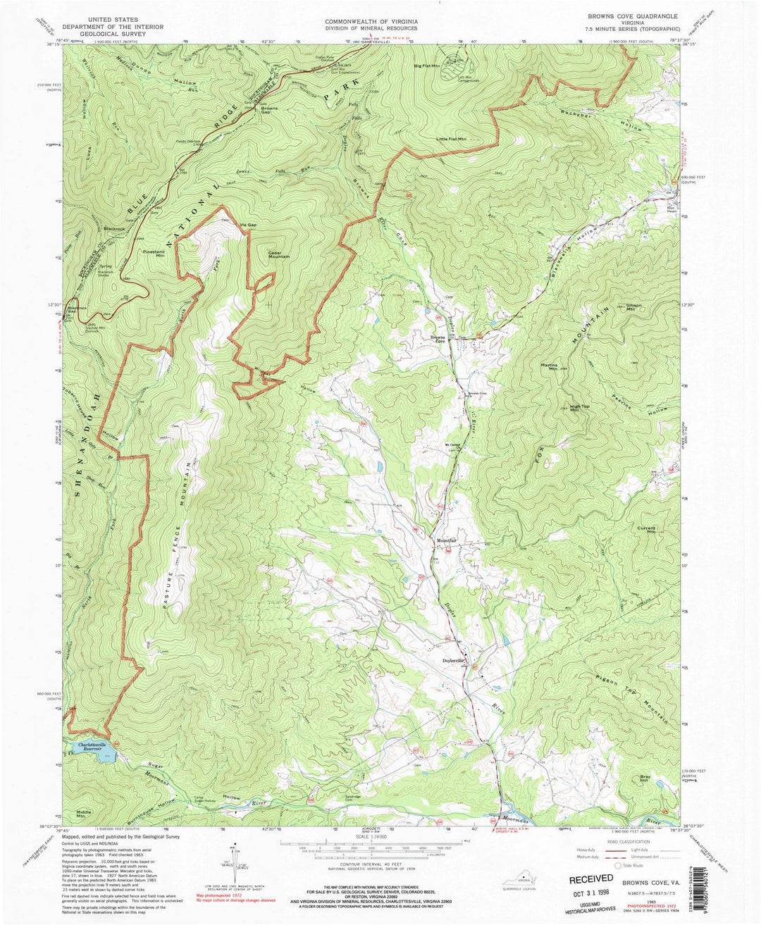 1965 Browns Cove, VA - Virginia - USGS Topographic Map