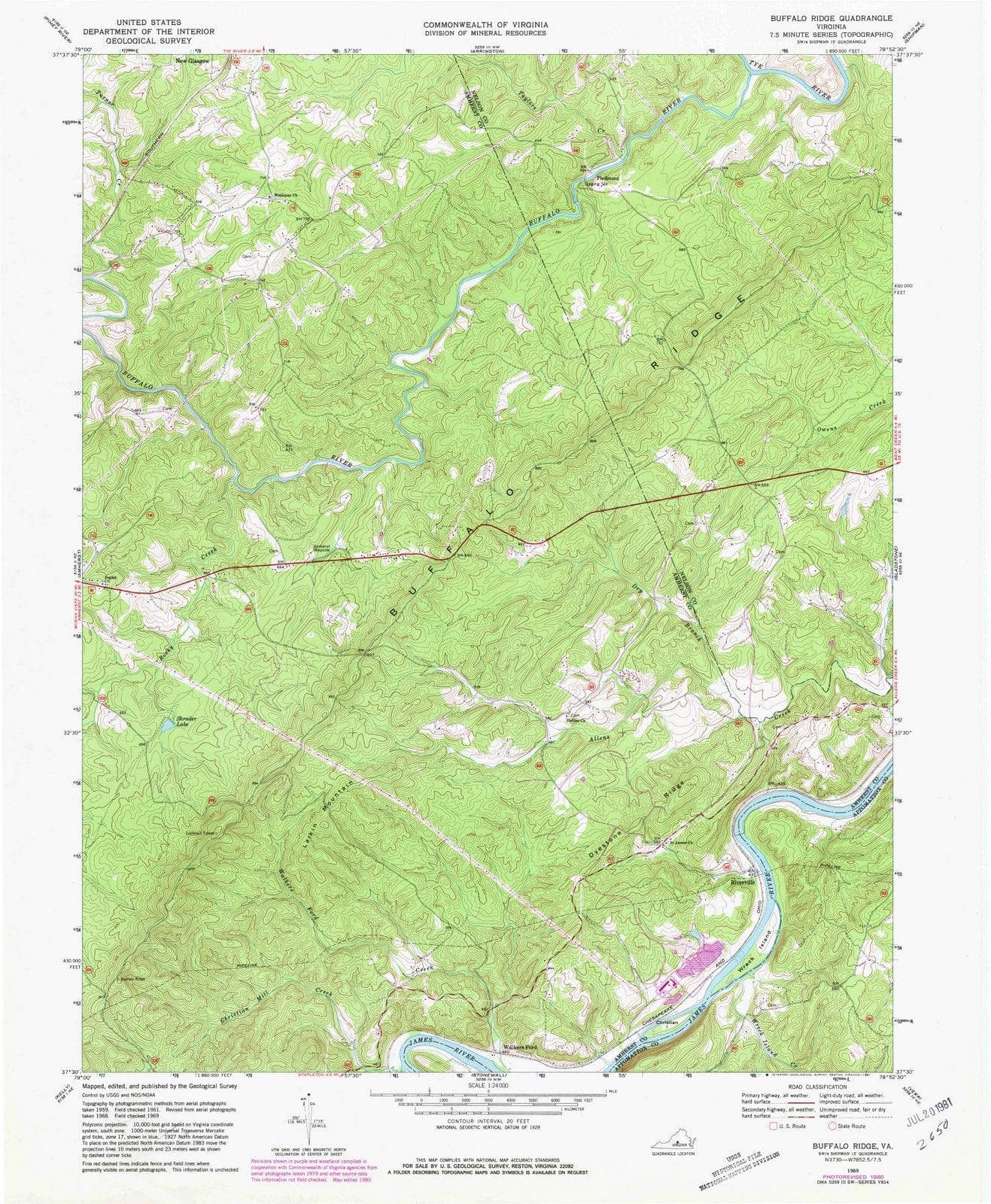 1969 Buffalo Ridge, VA - Virginia - USGS Topographic Map