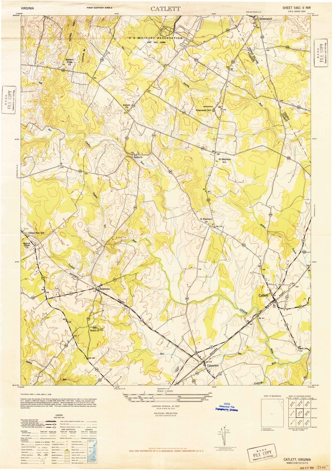 1946 Catlett, VA - Virginia - USGS Topographic Map