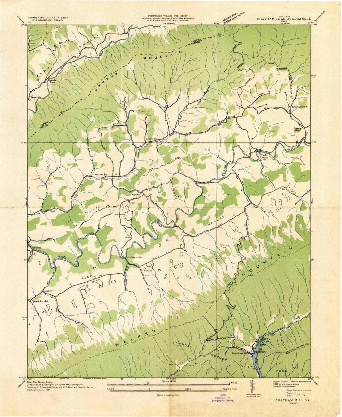 1934 Chatham Hill, VA - Virginia - USGS Topographic Map