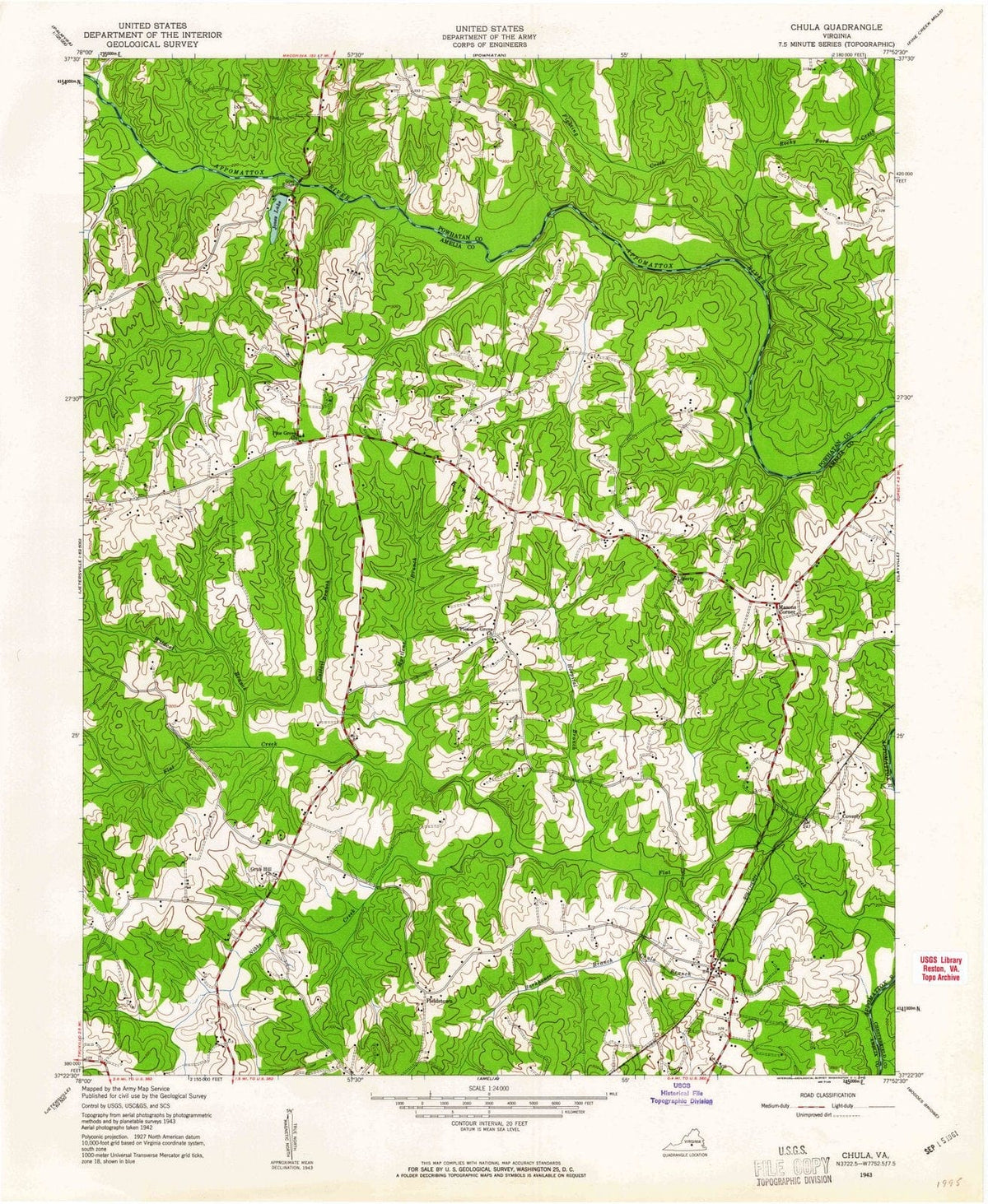 1943 Chula, VA - Virginia - USGS Topographic Map