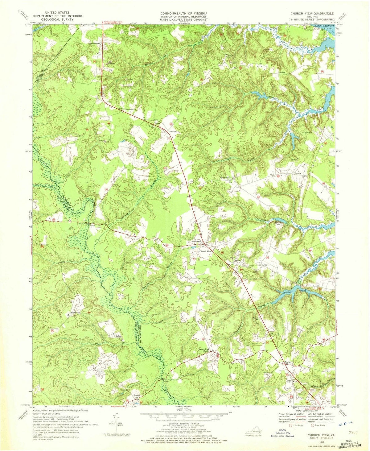 1968 Church View, VA - Virginia - USGS Topographic Map