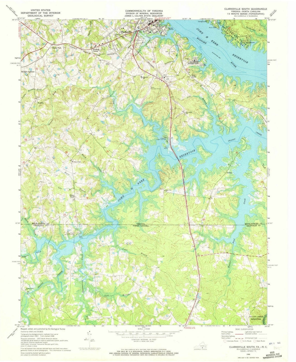 1968 Clarksville South, VA - Virginia - USGS Topographic Map