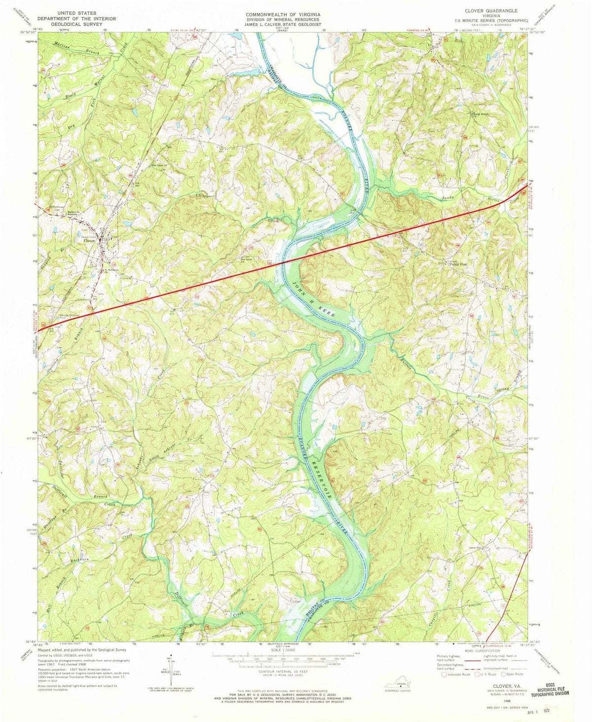 1968 Clover, VA - Virginia - USGS Topographic Map