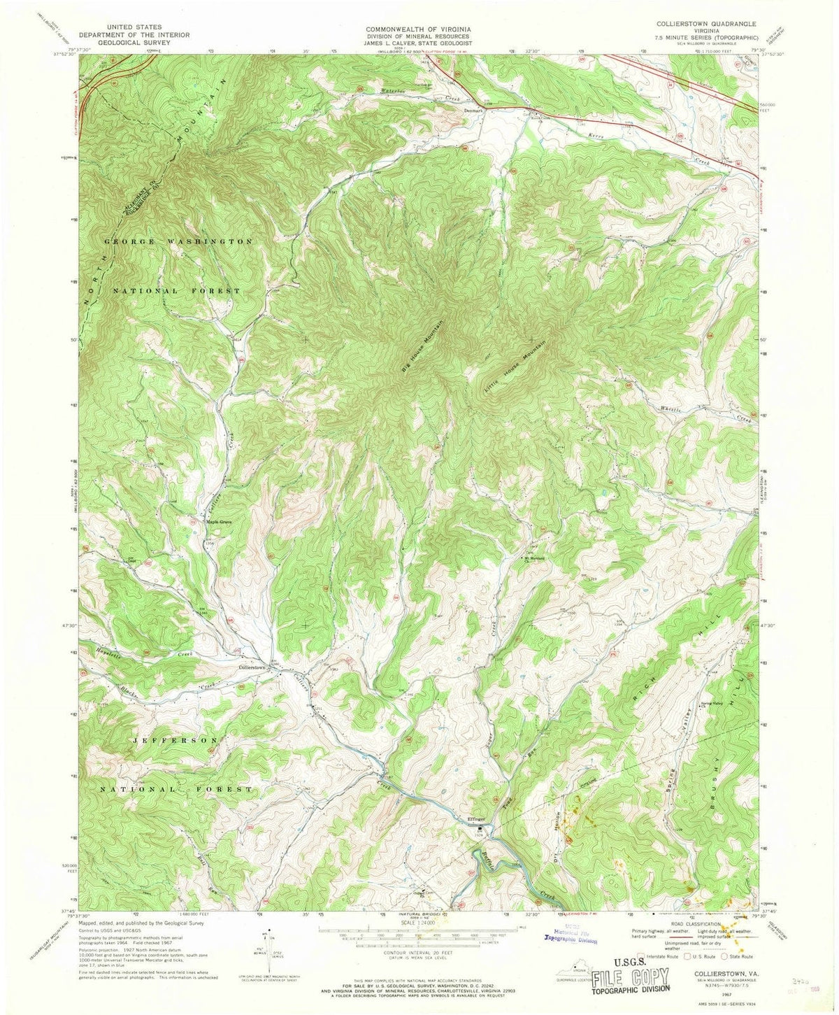 1967 Collierstown, VA - Virginia - USGS Topographic Map
