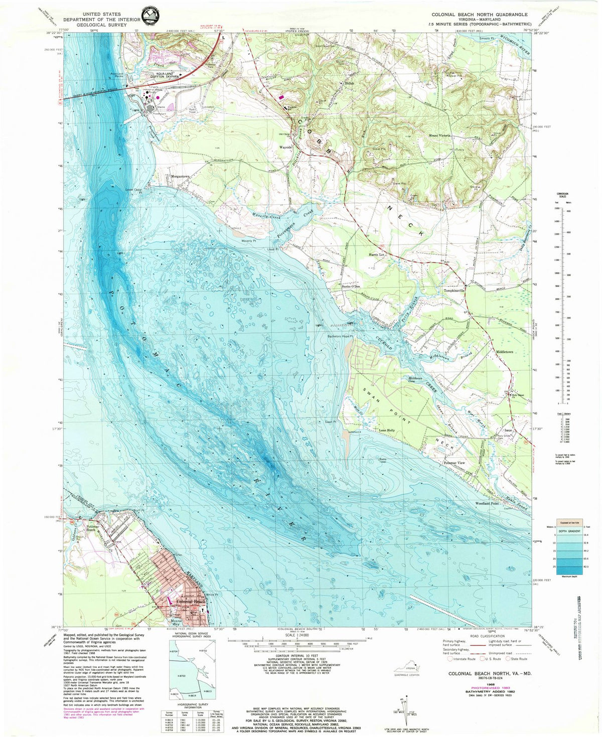 1968 Colonial Beach North, VA - Virginia - USGS Topographic Map