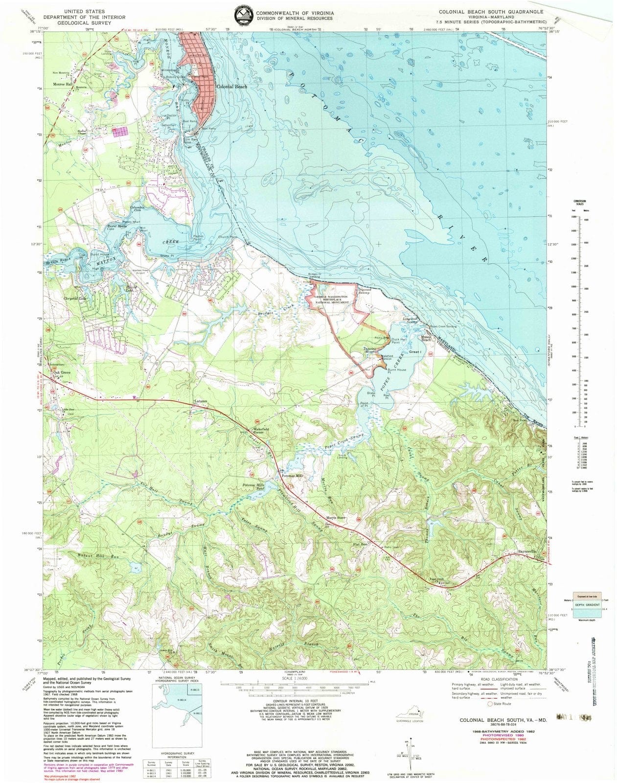 1968 Colonial Beach South, VA - Virginia - USGS Topographic Map