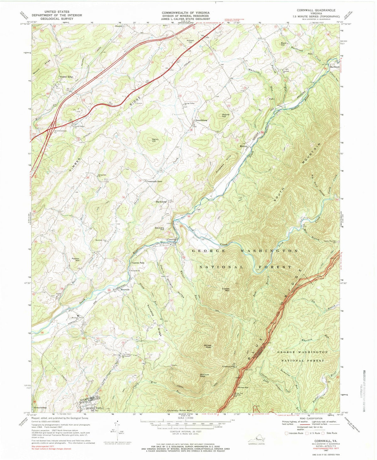 1967 Cornwall, VA - Virginia - USGS Topographic Map