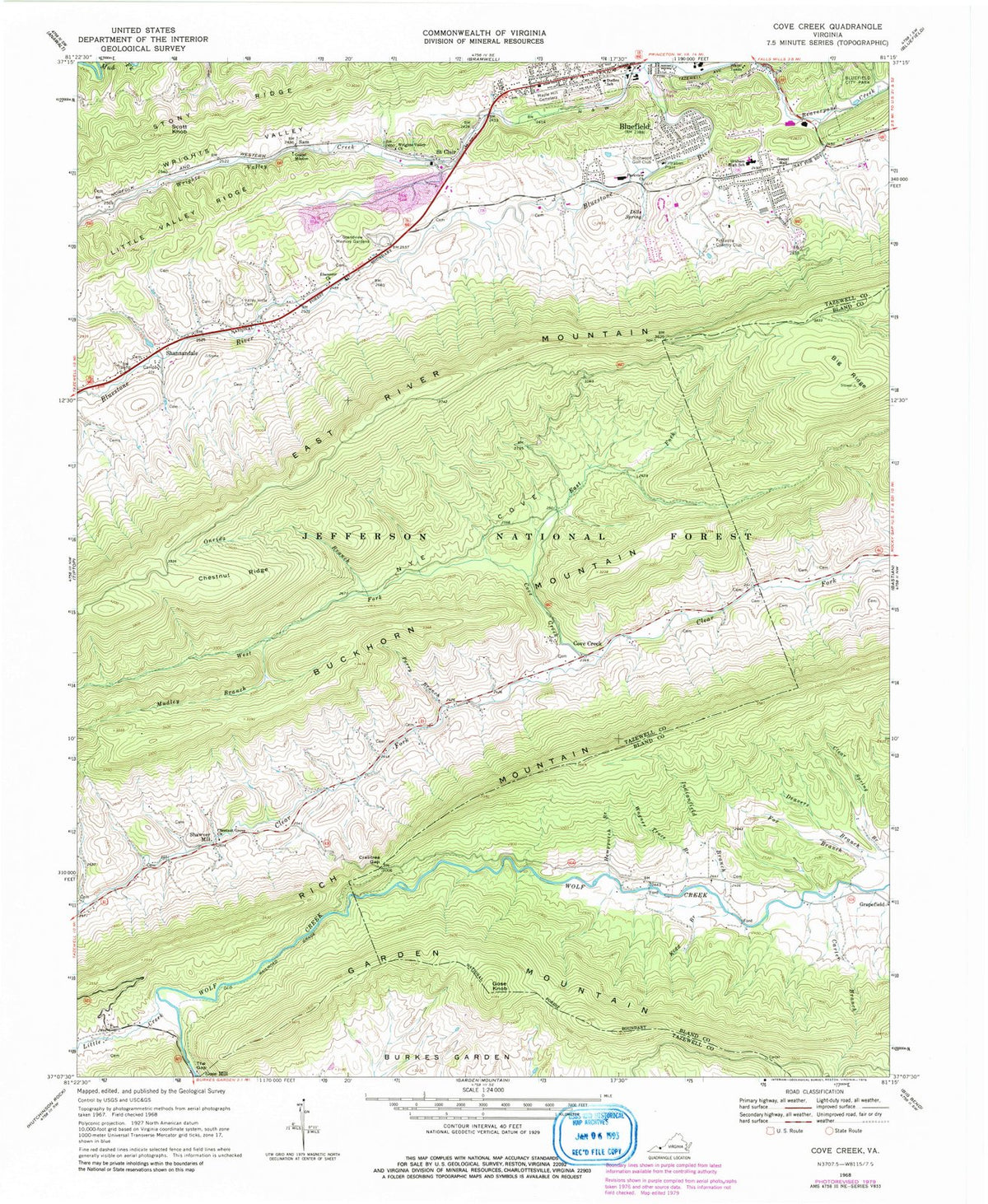 1968 Cove Creek, VA - Virginia - USGS Topographic Map