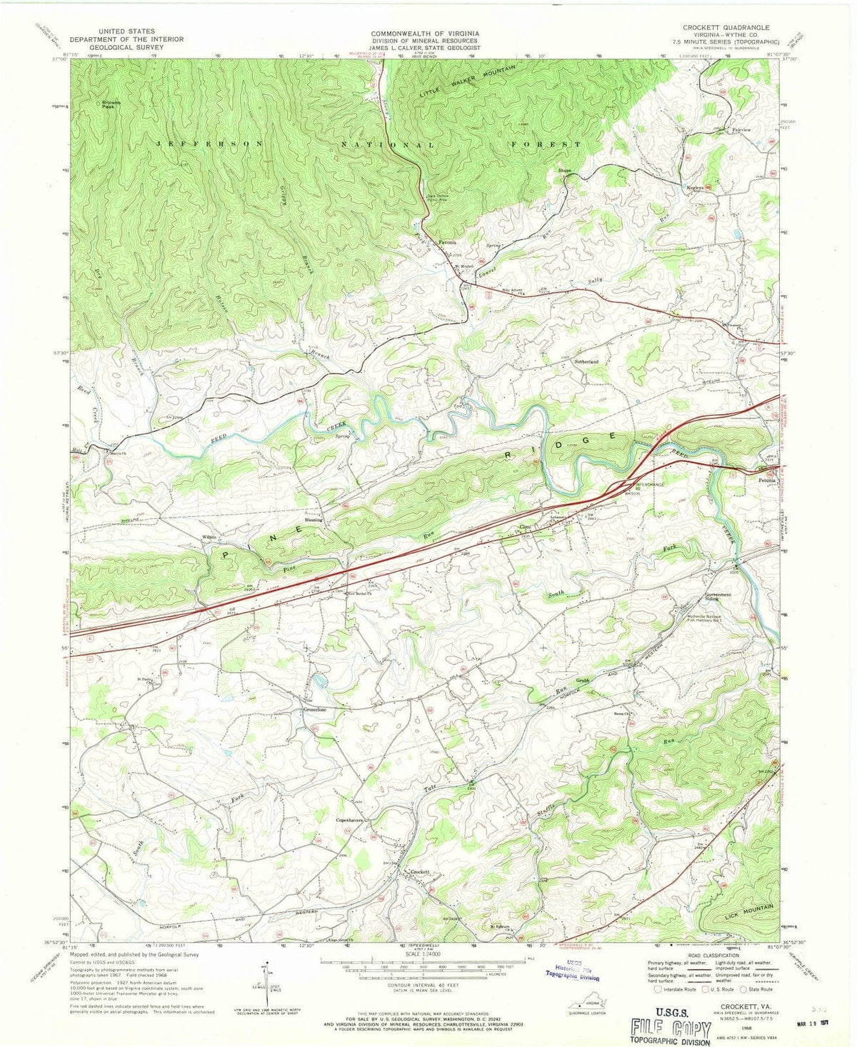 1968 Crockett, VA - Virginia - USGS Topographic Map