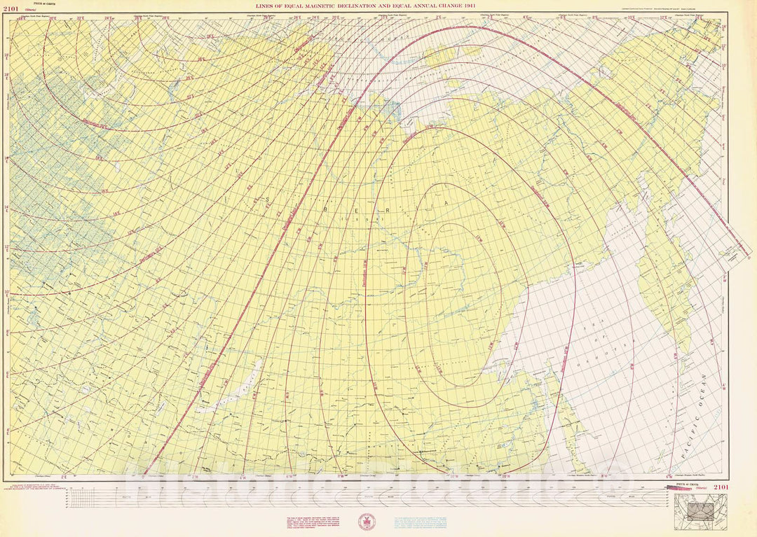 Historic Nautical Map - Siberia, 1943 NOAA Magnetic Historic Nautical Map - Vintage Wall Art