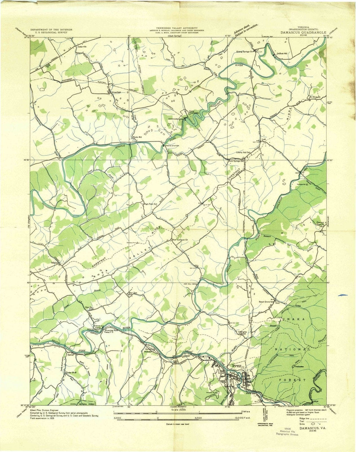1935 Damascus, VA - Virginia - USGS Topographic Map